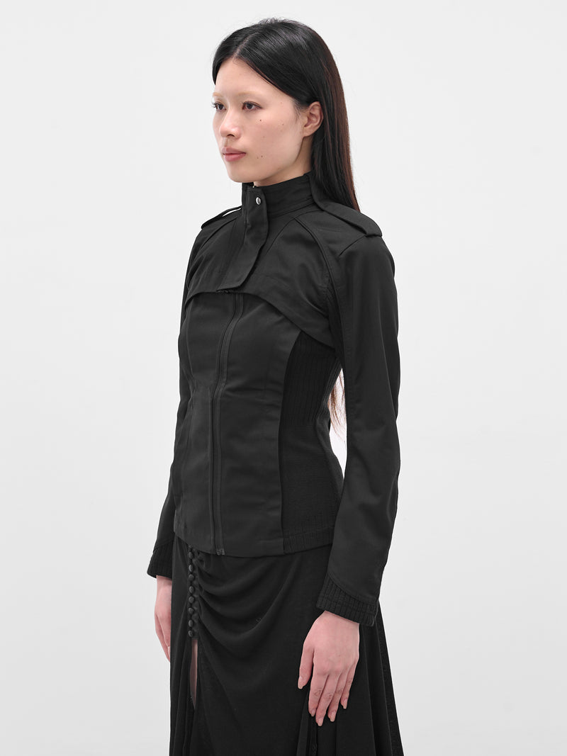 Black Double Layered Moto Jacket (FW25-JK3K-BLACK)