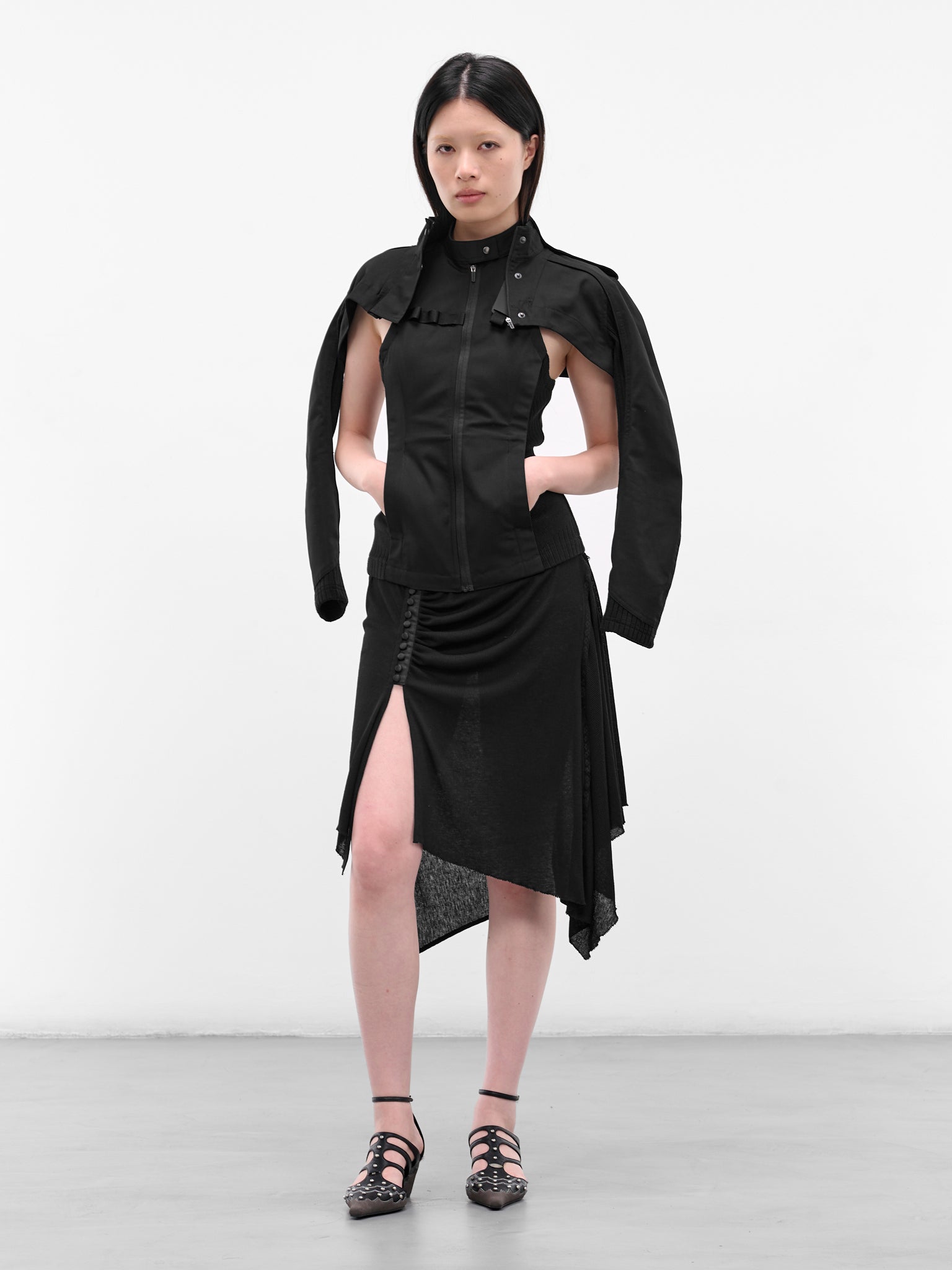 Black Double Layered Moto Jacket (FW25-JK3K-BLACK)