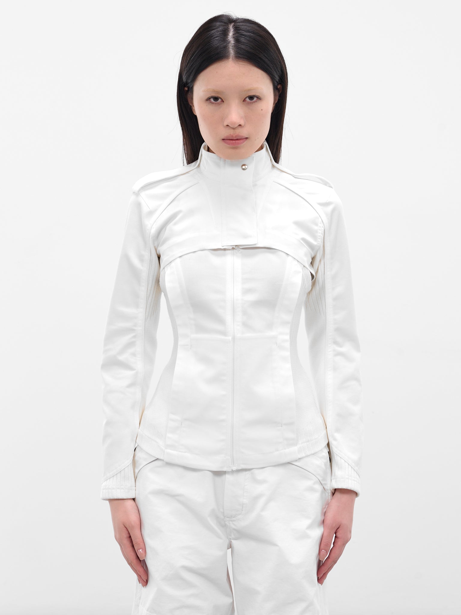 White Double Layered Moto Jacket (FW25-JK3W-WHITE)