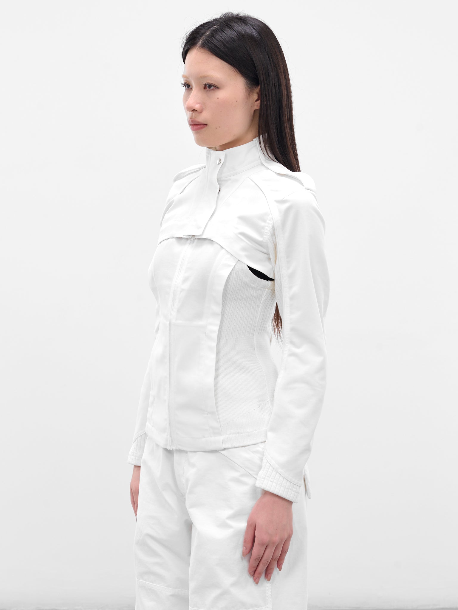 White Double Layered Moto Jacket (FW25-JK3W-WHITE)
