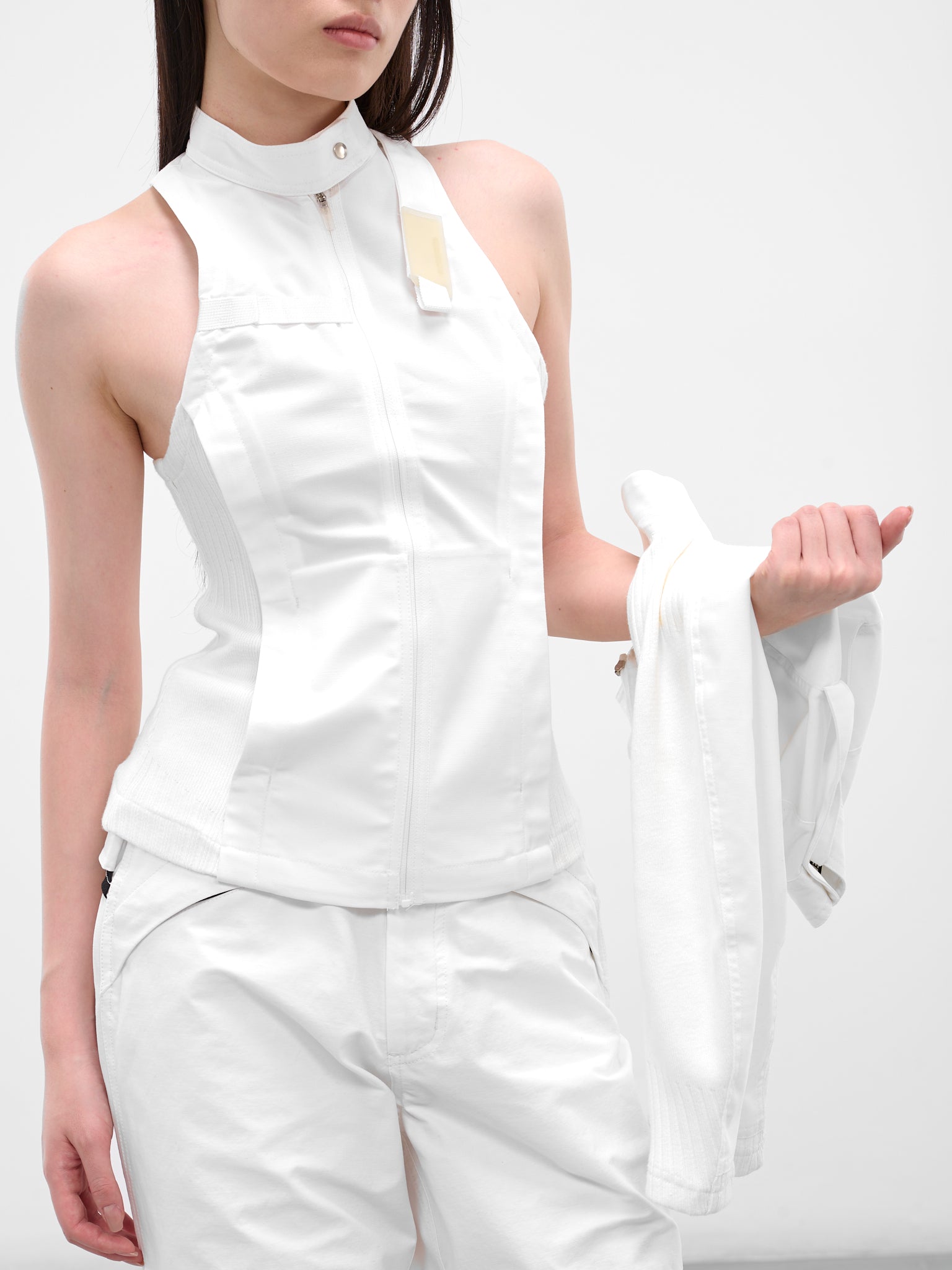 White Double Layered Moto Jacket (FW25-JK3W-WHITE)
