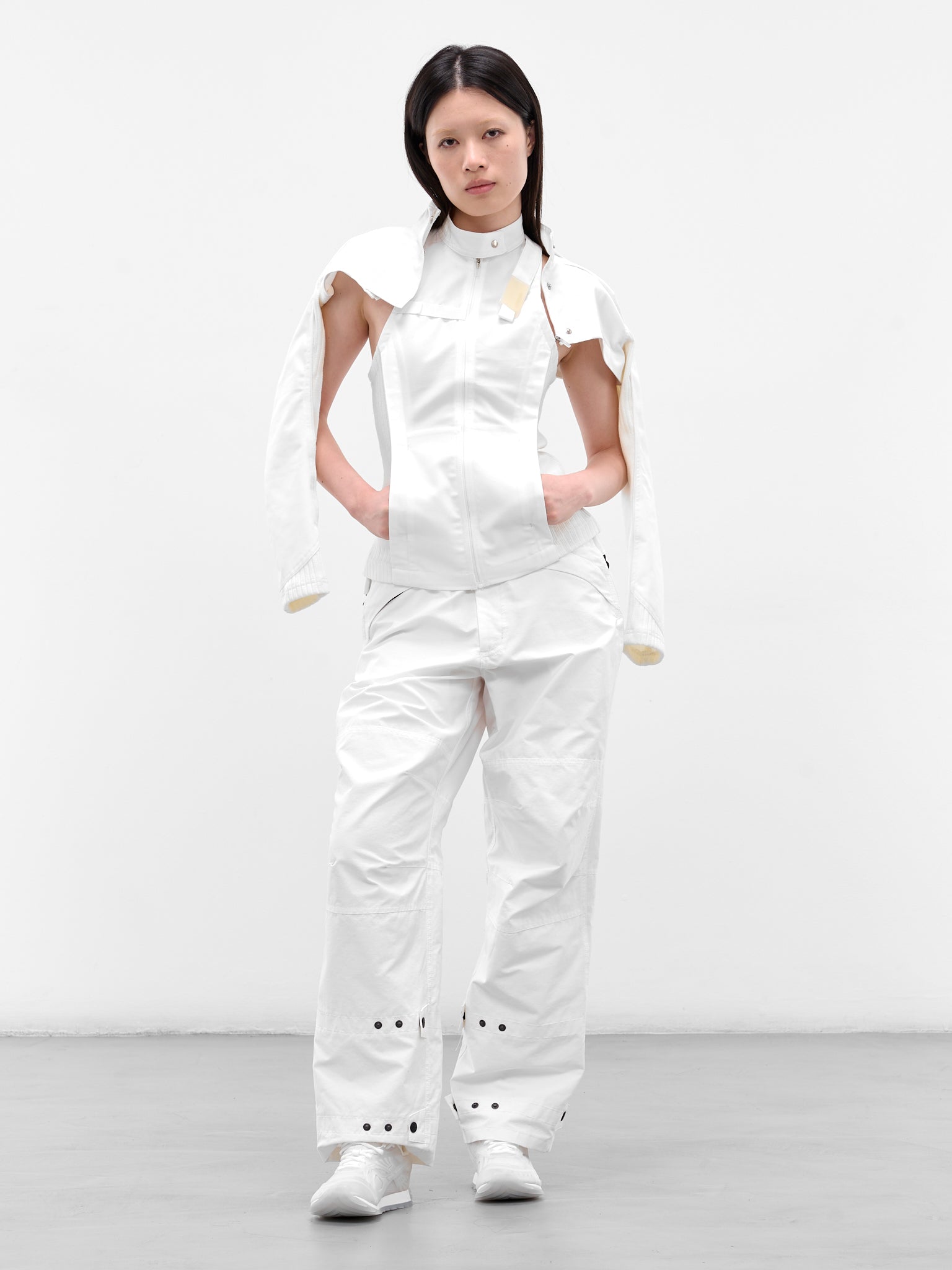 White Double Layered Moto Jacket (FW25-JK3W-WHITE)