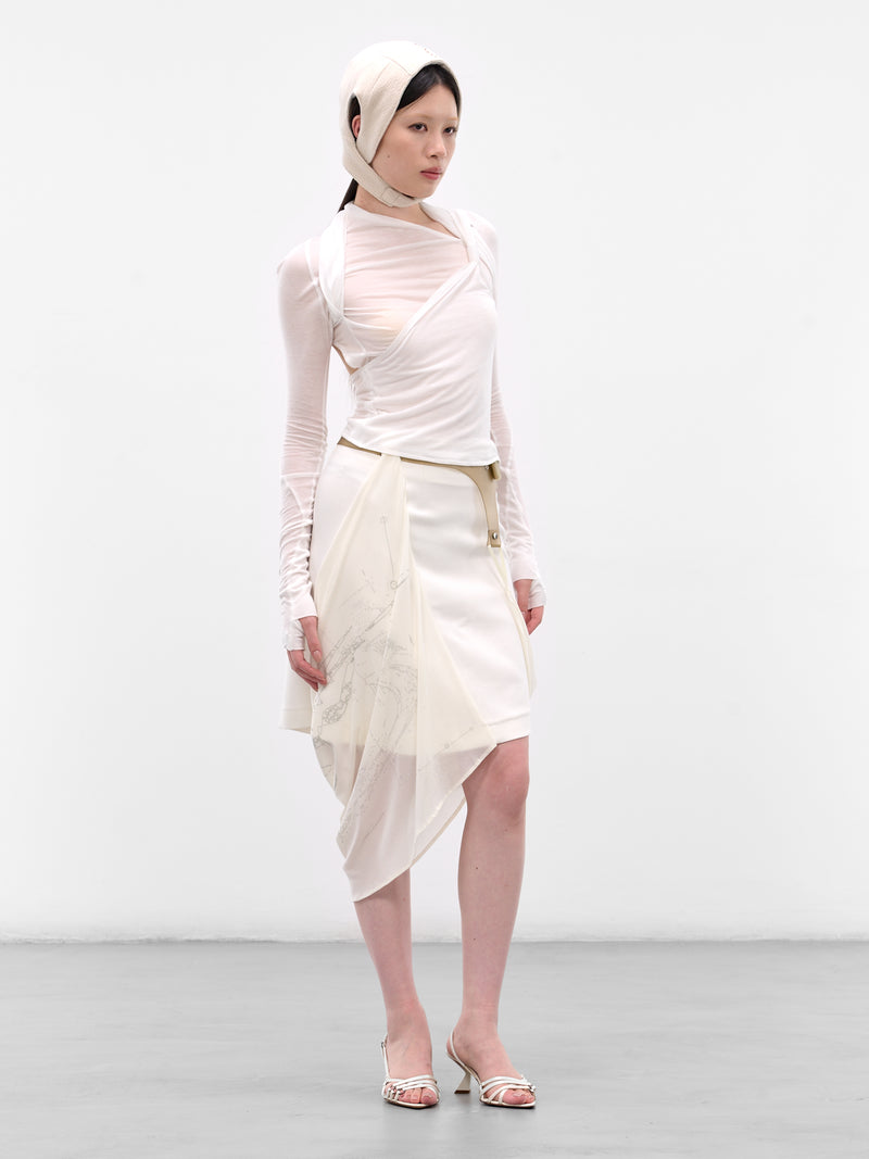 Garter Belt Graphic Wrap Skirt (FW25-SK1IV-IVORY)