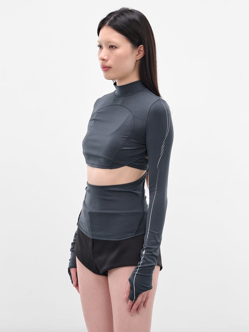 Charcoal Double Layer Crop Top (FW25-TS3CH-CHARCOAL)