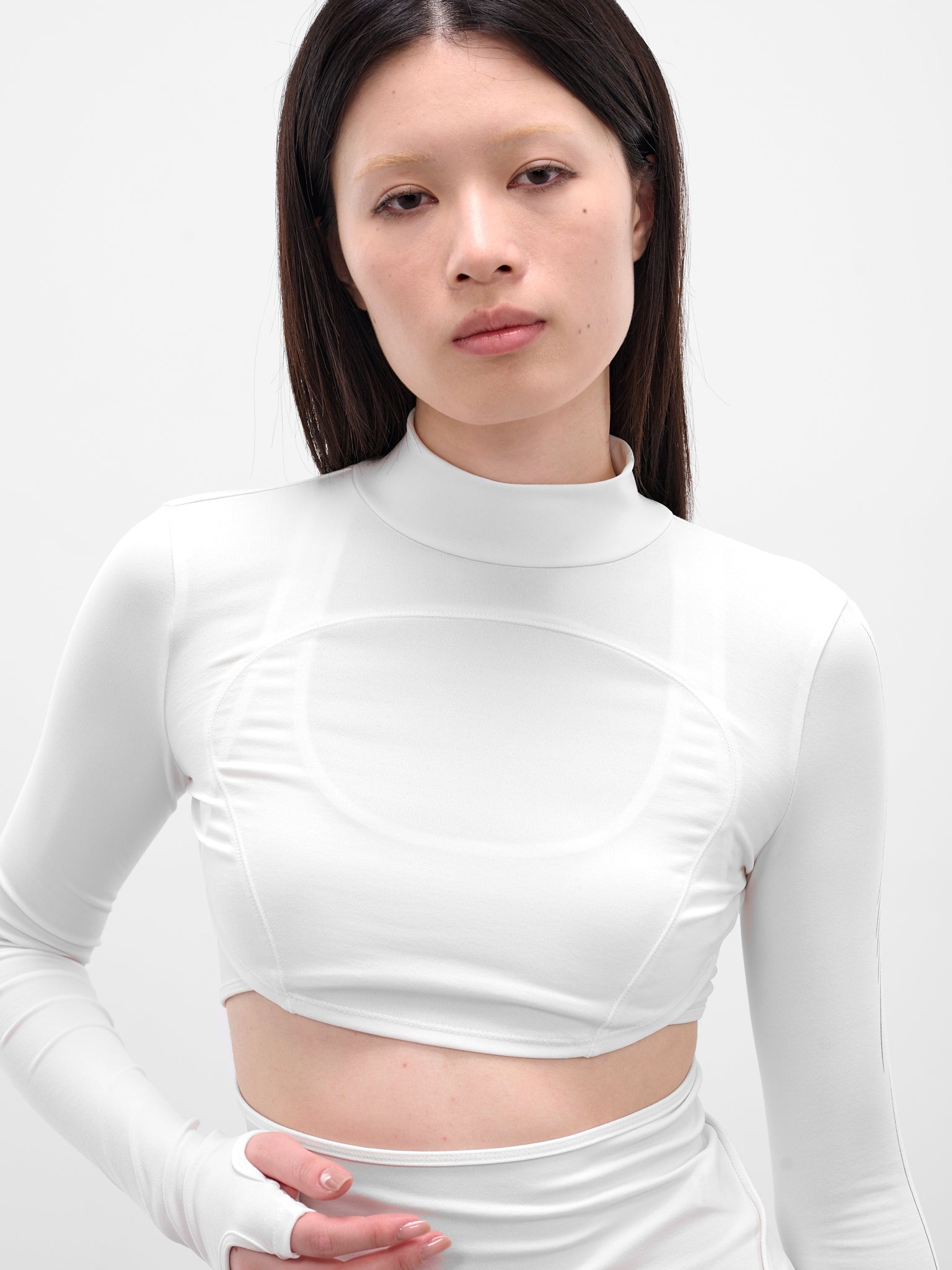 White Double Layer Crop Top (FW25-TS3W-WHITE)