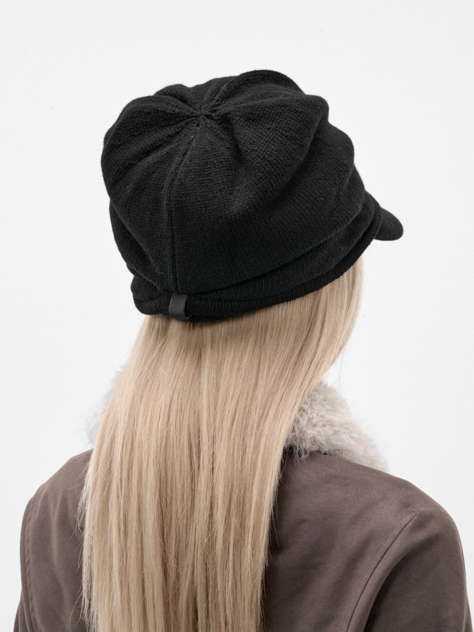 Black Wool Slouched Knit Cap (FW26-AC3K-BLACK)