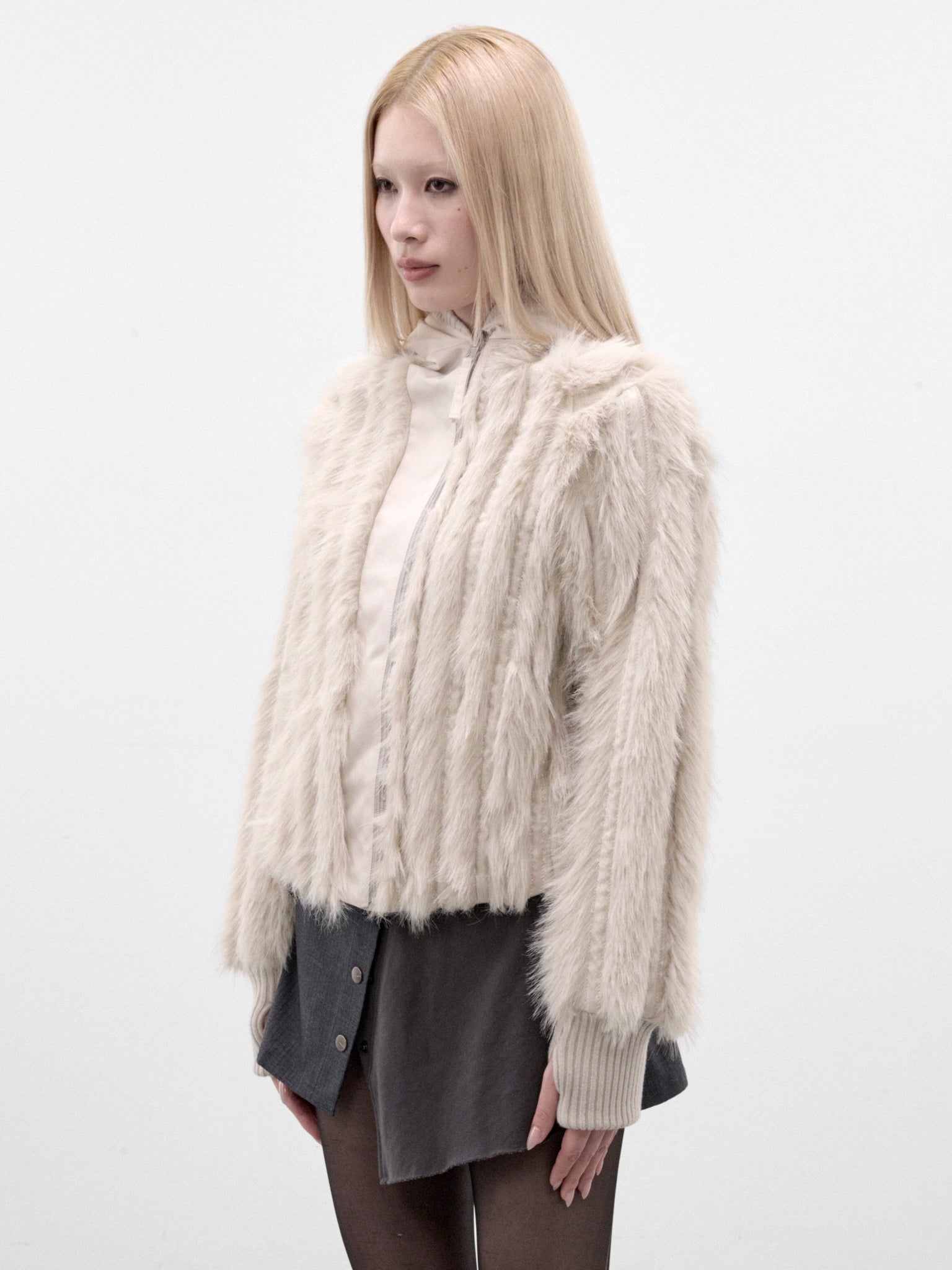 Gray Reversible Faux Fur Jacket (FW26-JK2FG-FRENCH-GREY)
