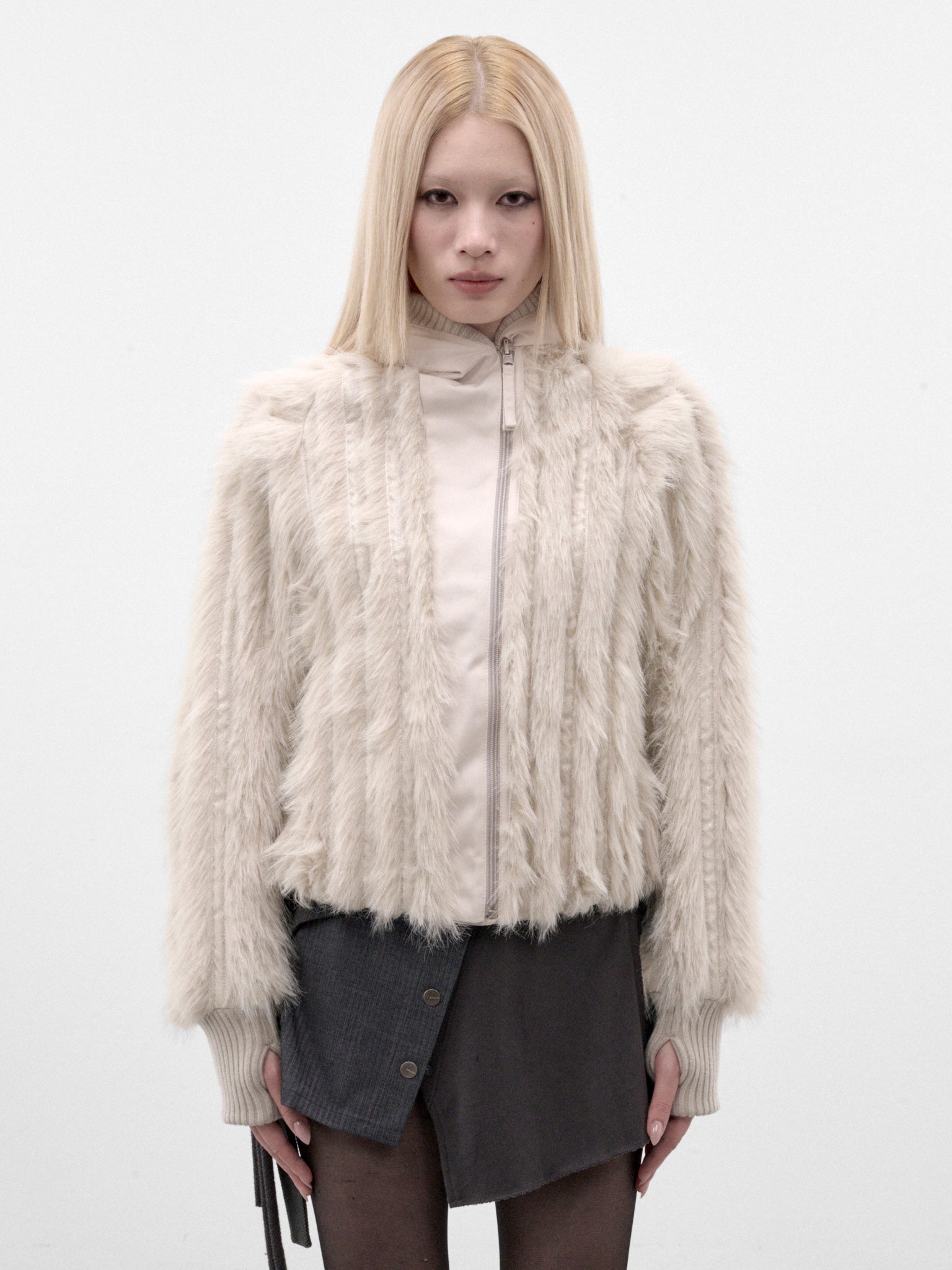 Gray Reversible Faux Fur Jacket (FW26-JK2FG-FRENCH-GREY)
