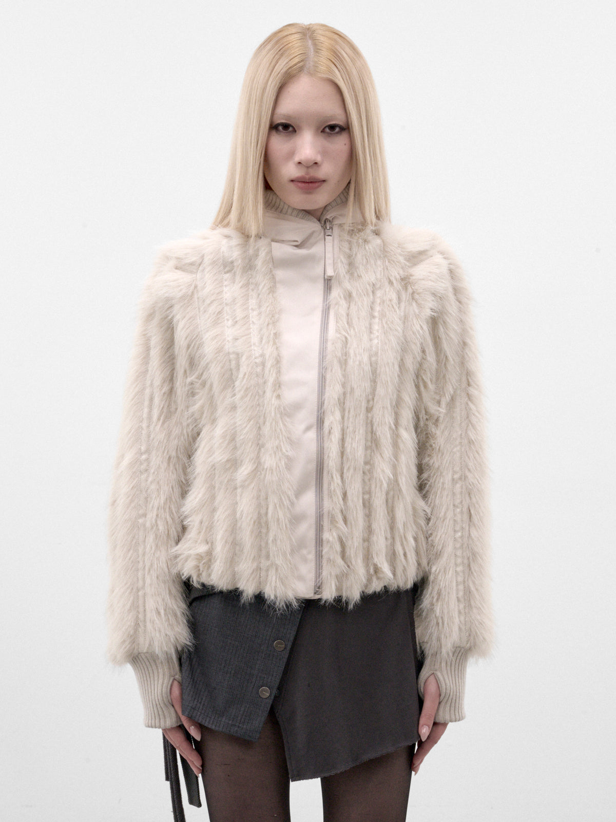 Gray Reversible Faux Fur Jacket (FW26-JK2FG-FRENCH-GREY)