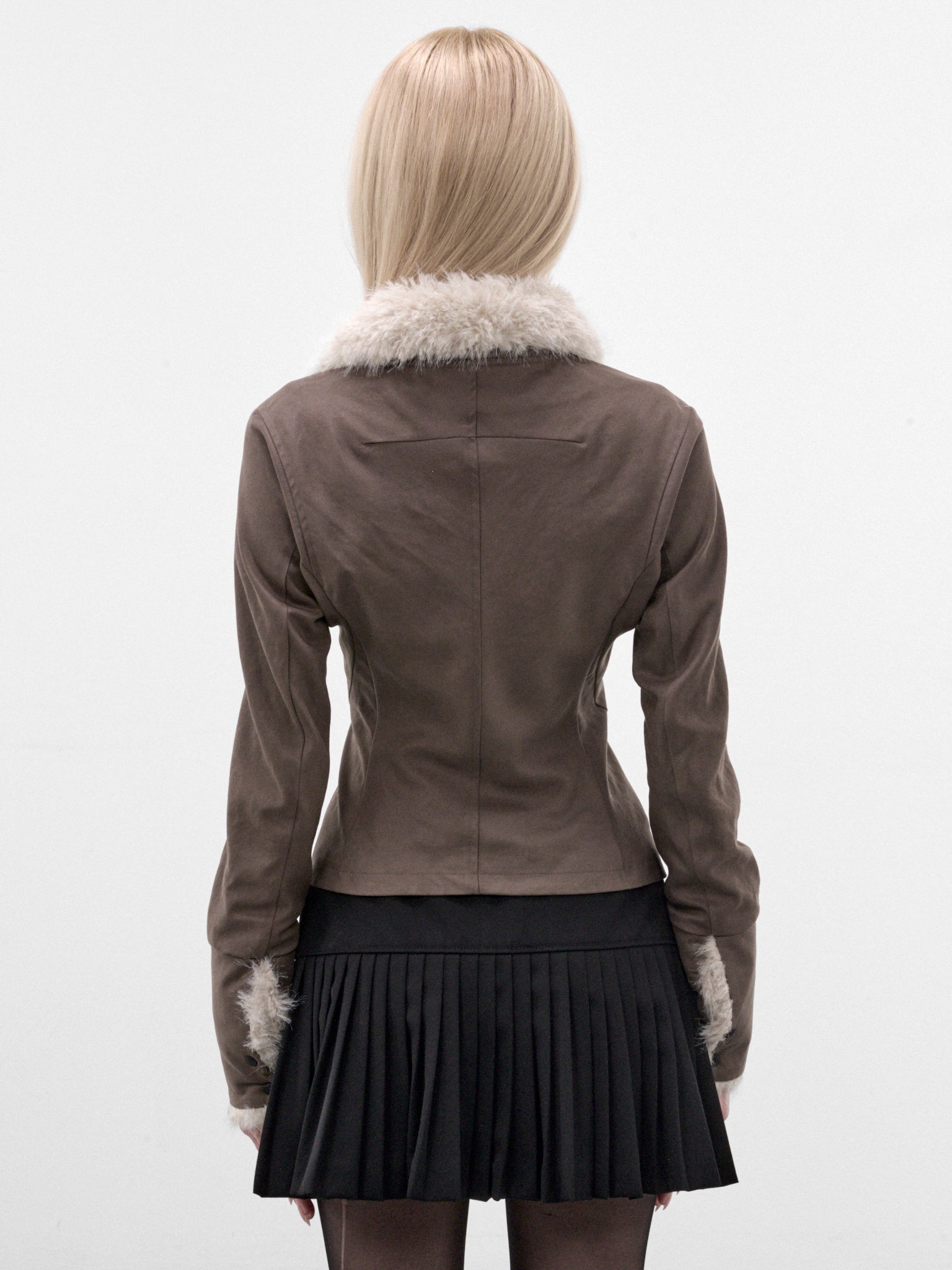 Khaki Fur Collar Zip Jacket (FW26-JK3KB-KHAKI-BROWN)