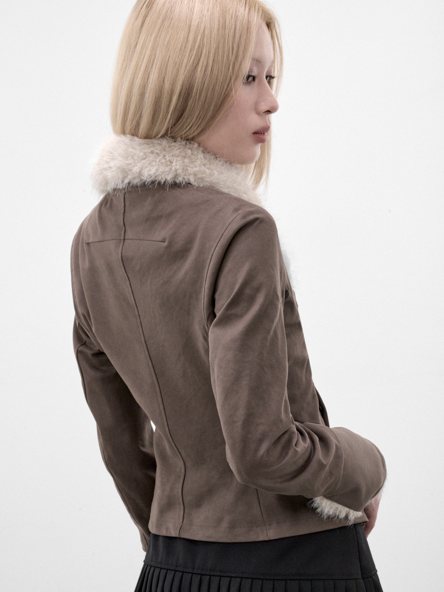 Khaki Fur Collar Zip Jacket (FW26-JK3KB-KHAKI-BROWN)