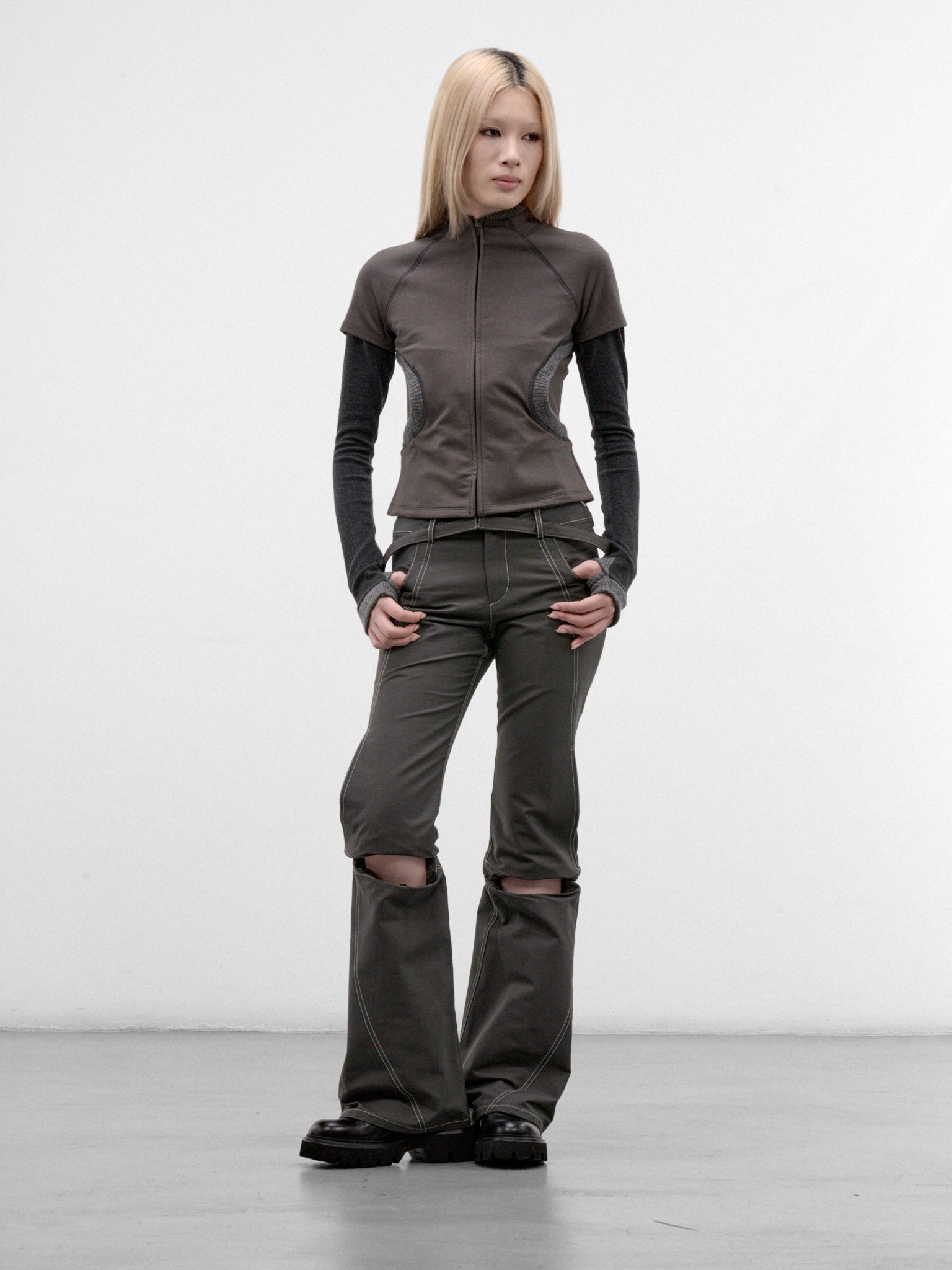 Gray Layered Zip Top (FW26-TS1SG-SMOKY-GREY)