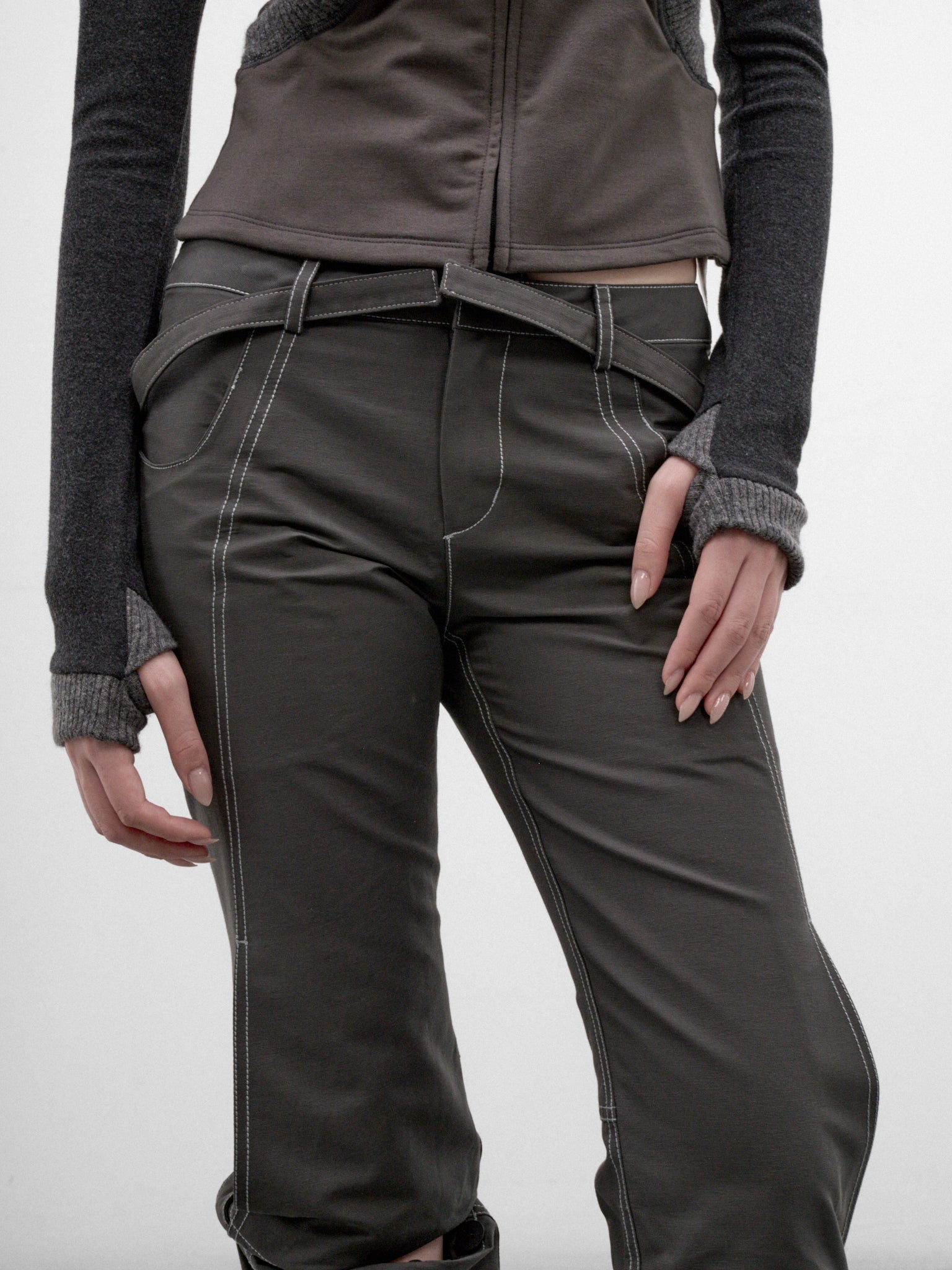 Charcoal Cotton-Nylon Convertible Pants (FW26-PT6CH-CHARCOAL)