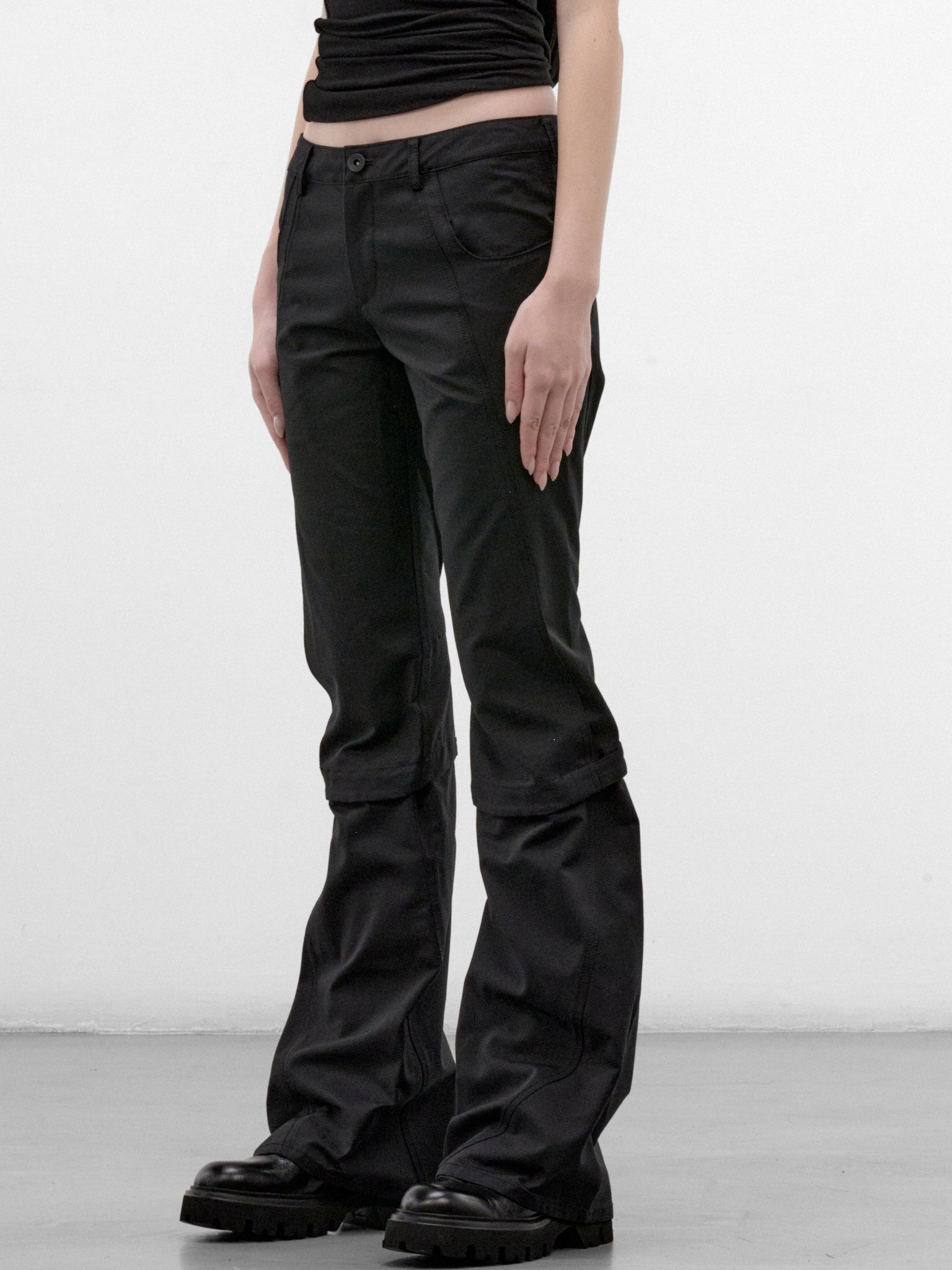 Black Cotton-Nylon Convertible Pants (FW26-PT6K-BLACK)