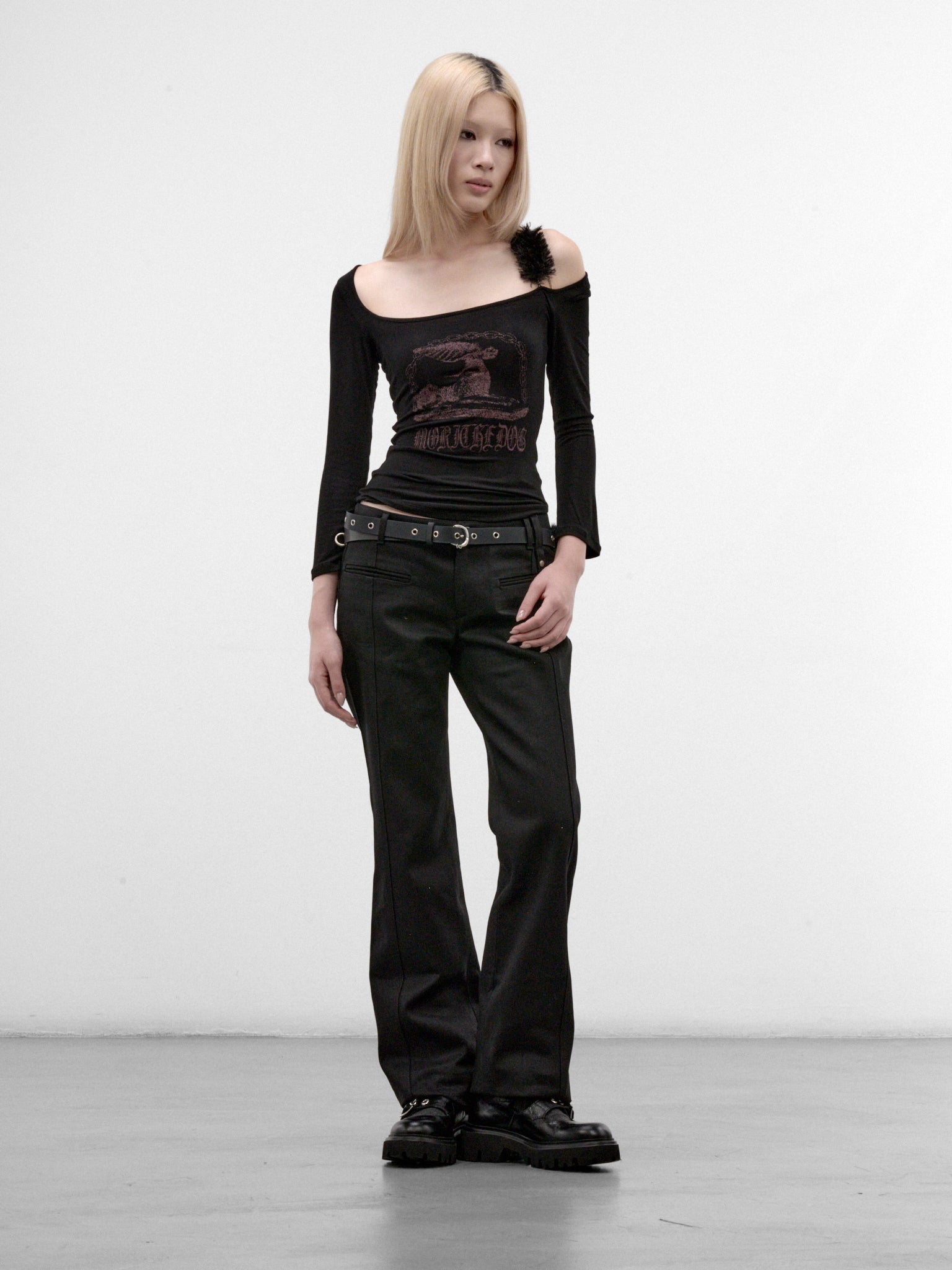 Leather Belted Fur Pocket Pants (FW26-PT7K-BLACK)