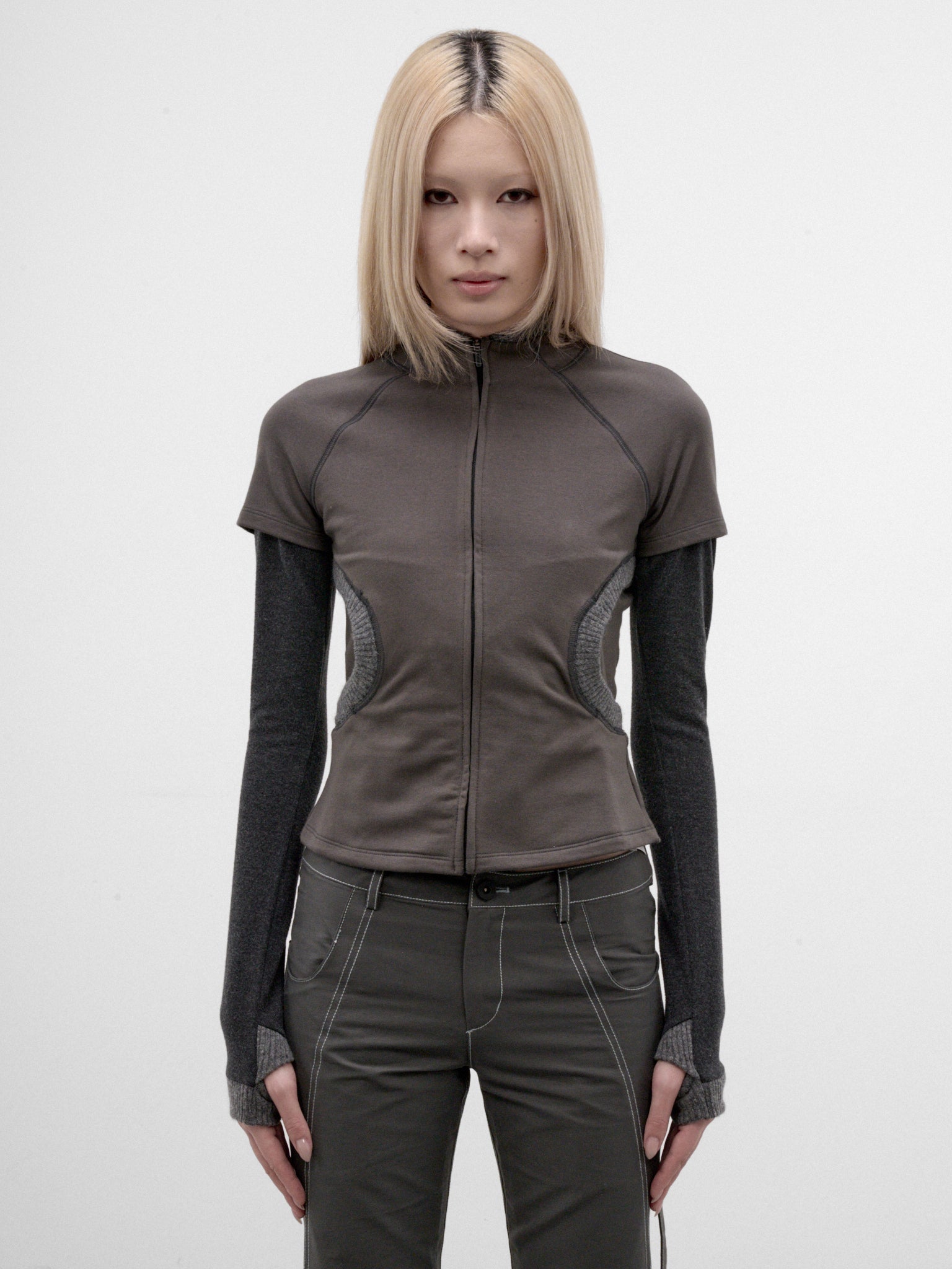 Gray Layered Zip Top (FW26-TS1SG-SMOKY-GREY)