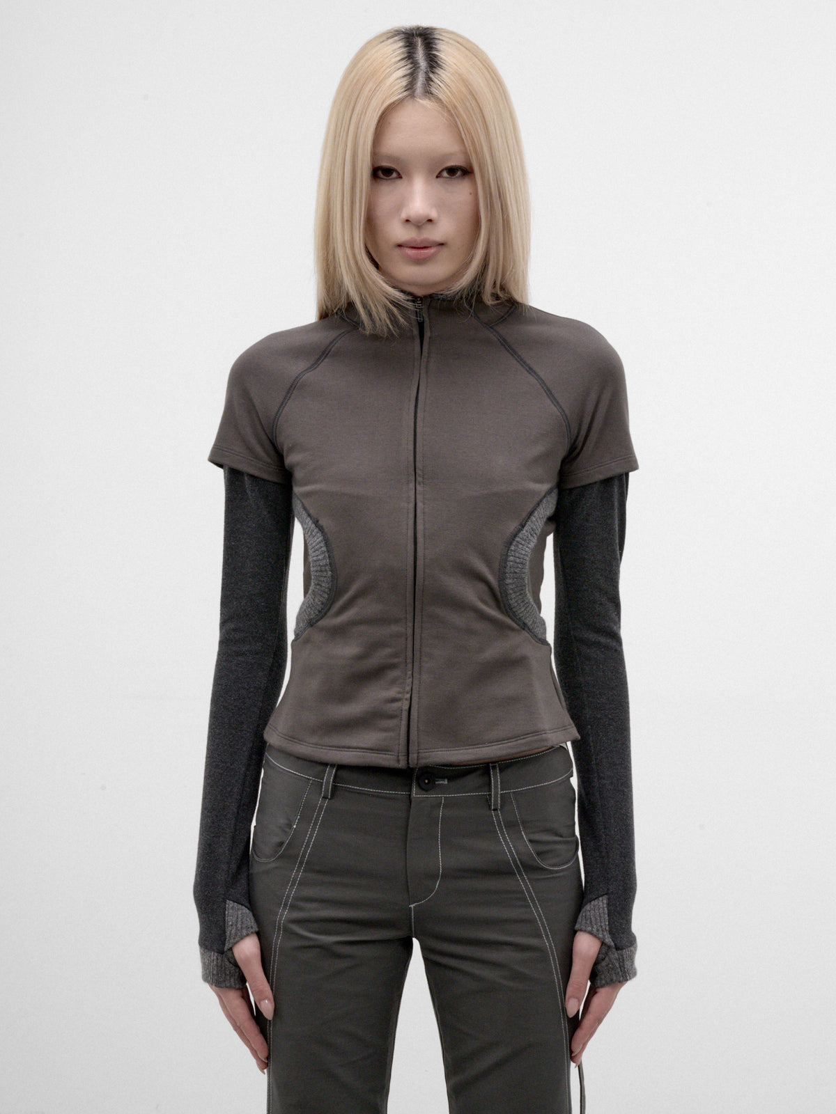 Gray Layered Zip Top (FW26-TS1SG-SMOKY-GREY)