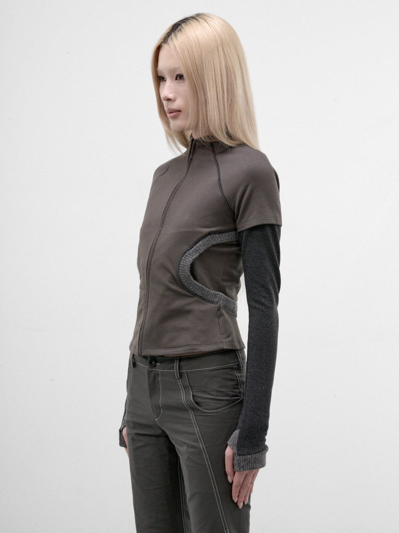 Gray Layered Zip Top (FW26-TS1SG-SMOKY-GREY)