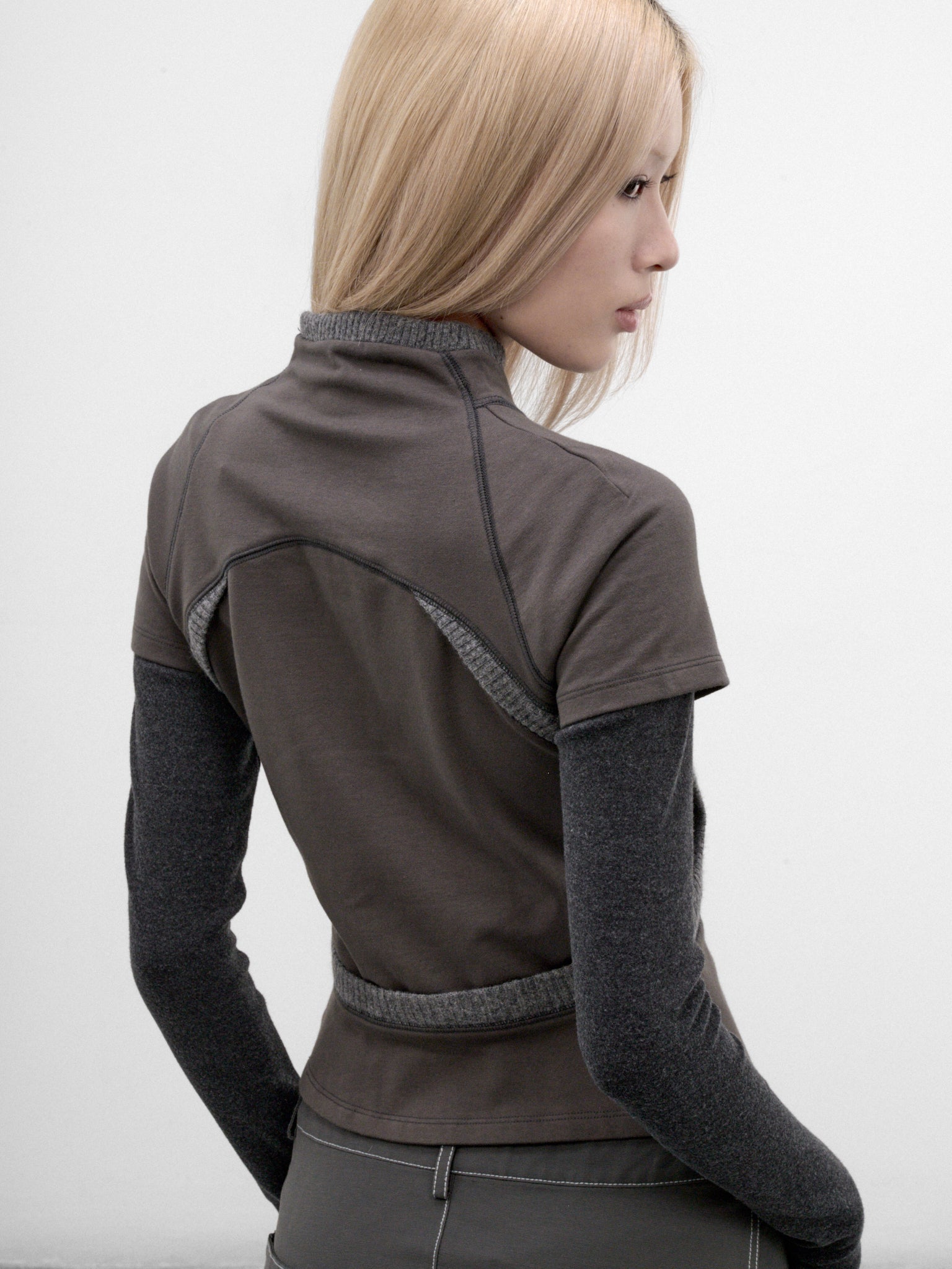 Gray Layered Zip Top (FW26-TS1SG-SMOKY-GREY)