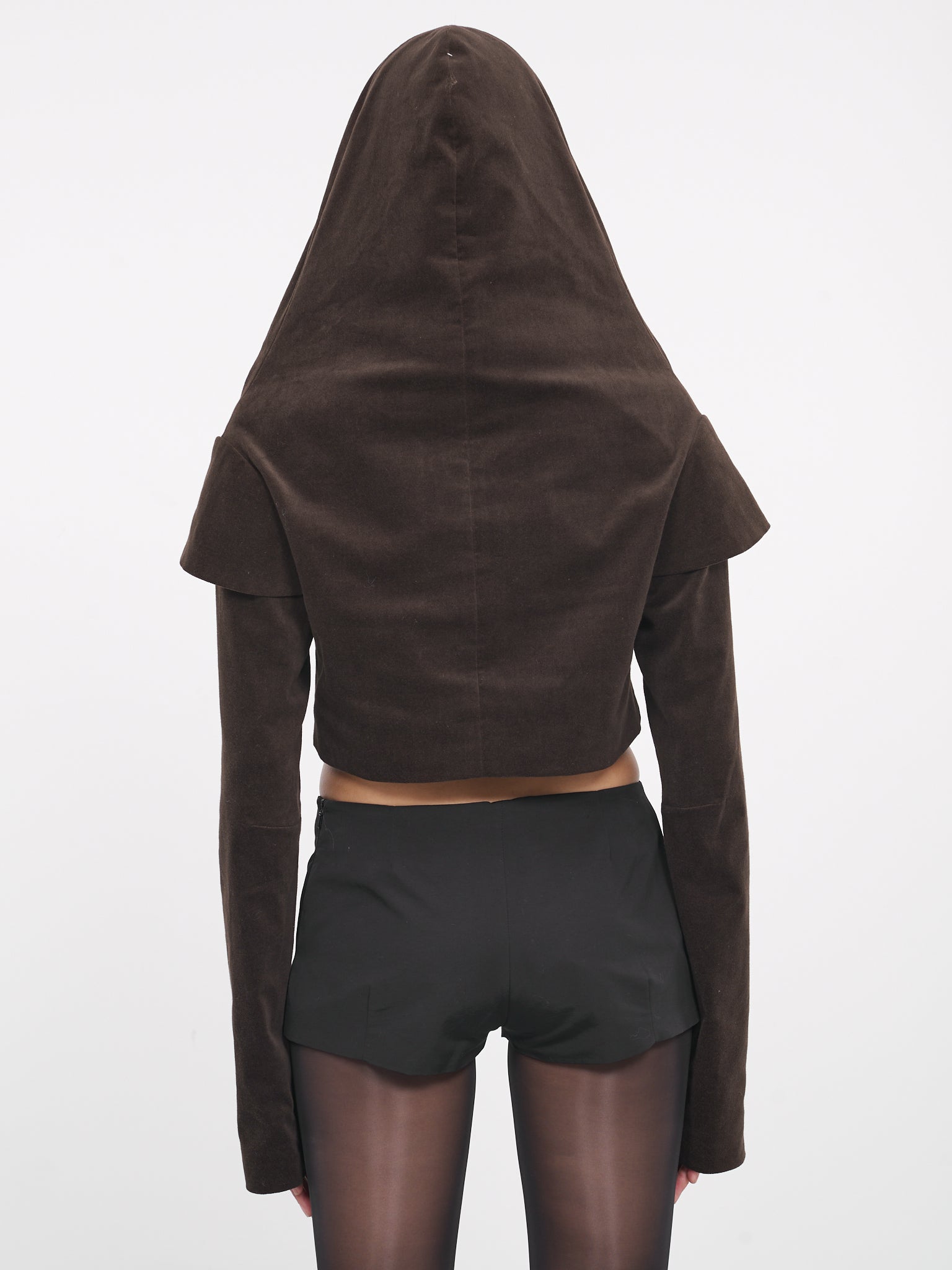 Hooded Cropped Jacket (FY02-CHOCOLATE-BROWN)