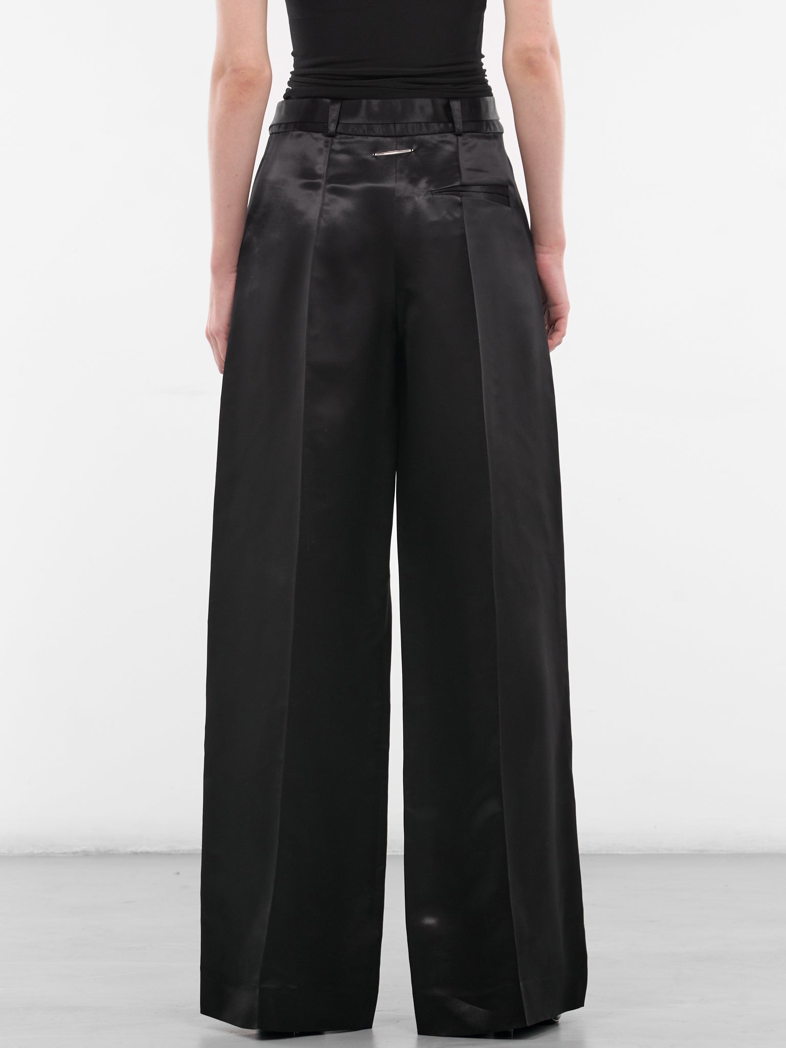 Black Liquid Satin Wide Trousers (G3101-BLACK)
