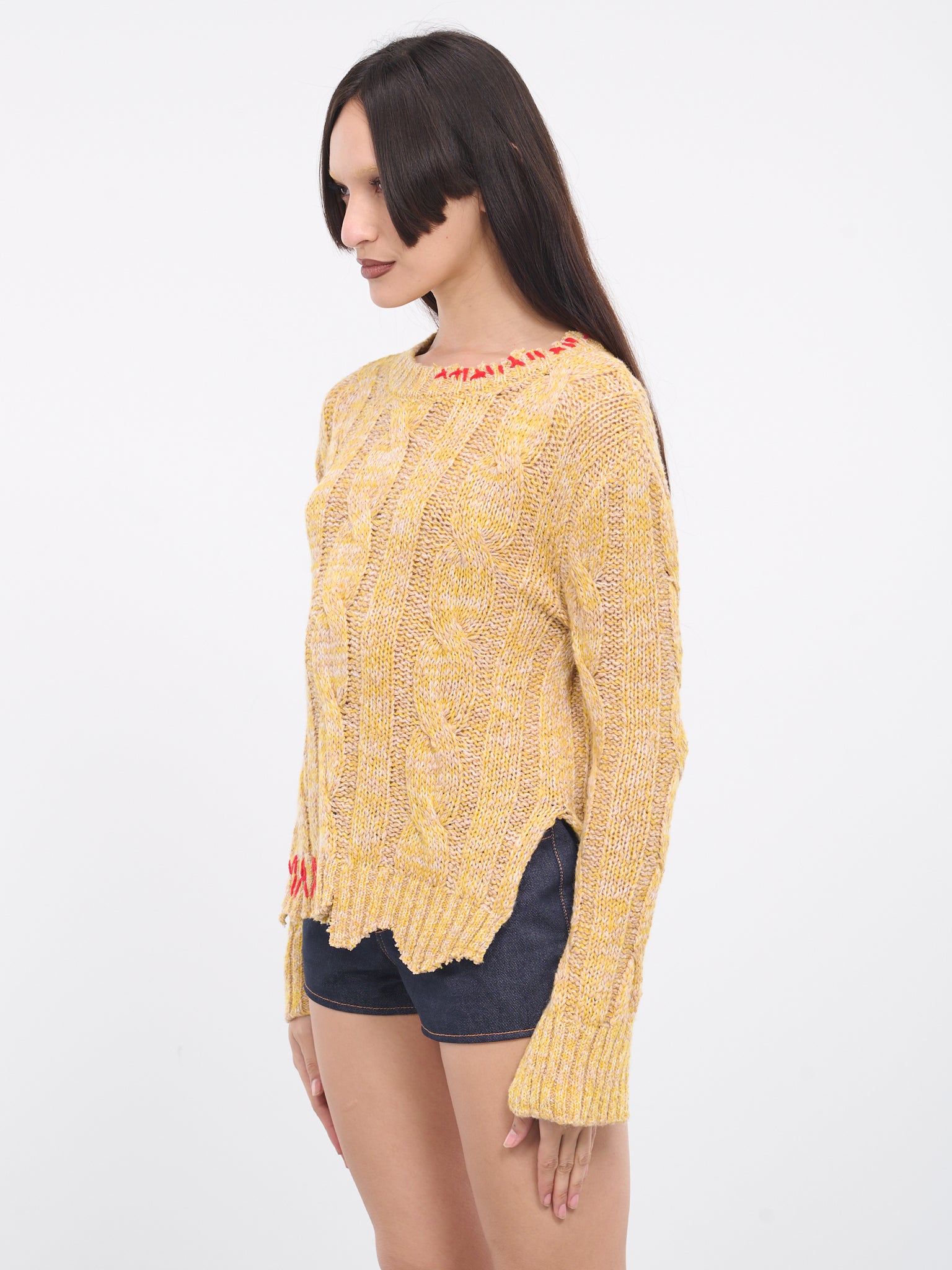 Nibbled Edges Mouliné Jumper (GCMD0487Q0-UFC068-MAIZE)