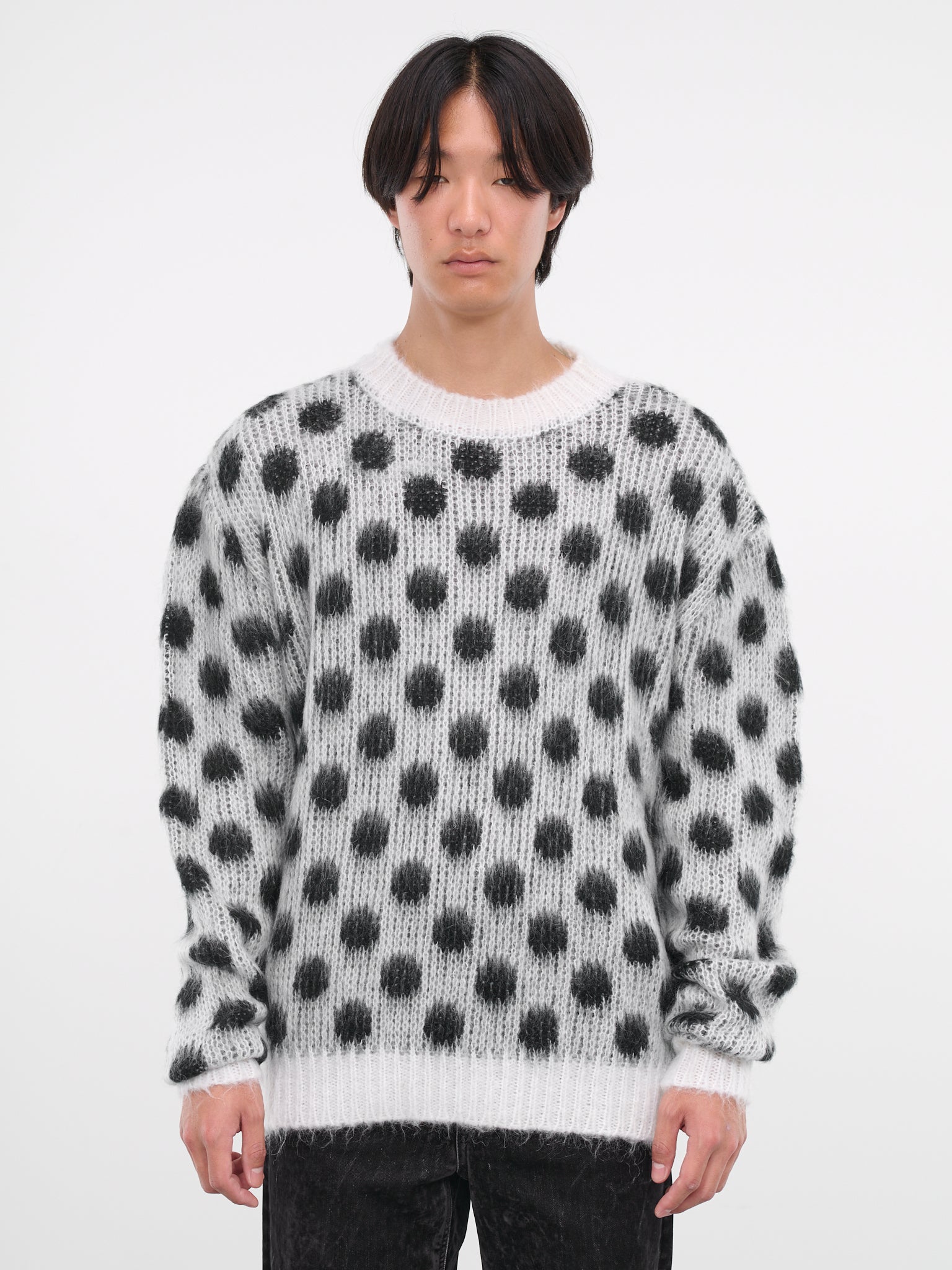 Polka Dot Mohair Jumper (GCMG0352Q1-UFU160-WHITE-BLACK)