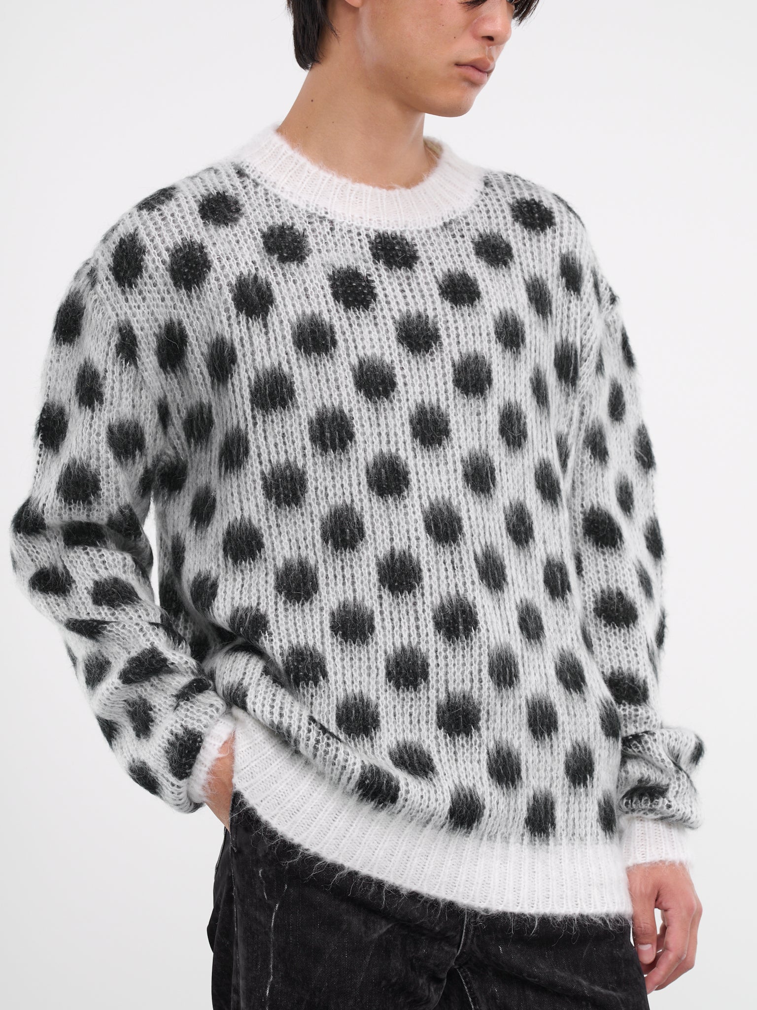 Polka Dot Mohair Jumper (GCMG0352Q1-UFU160-WHITE-BLACK)