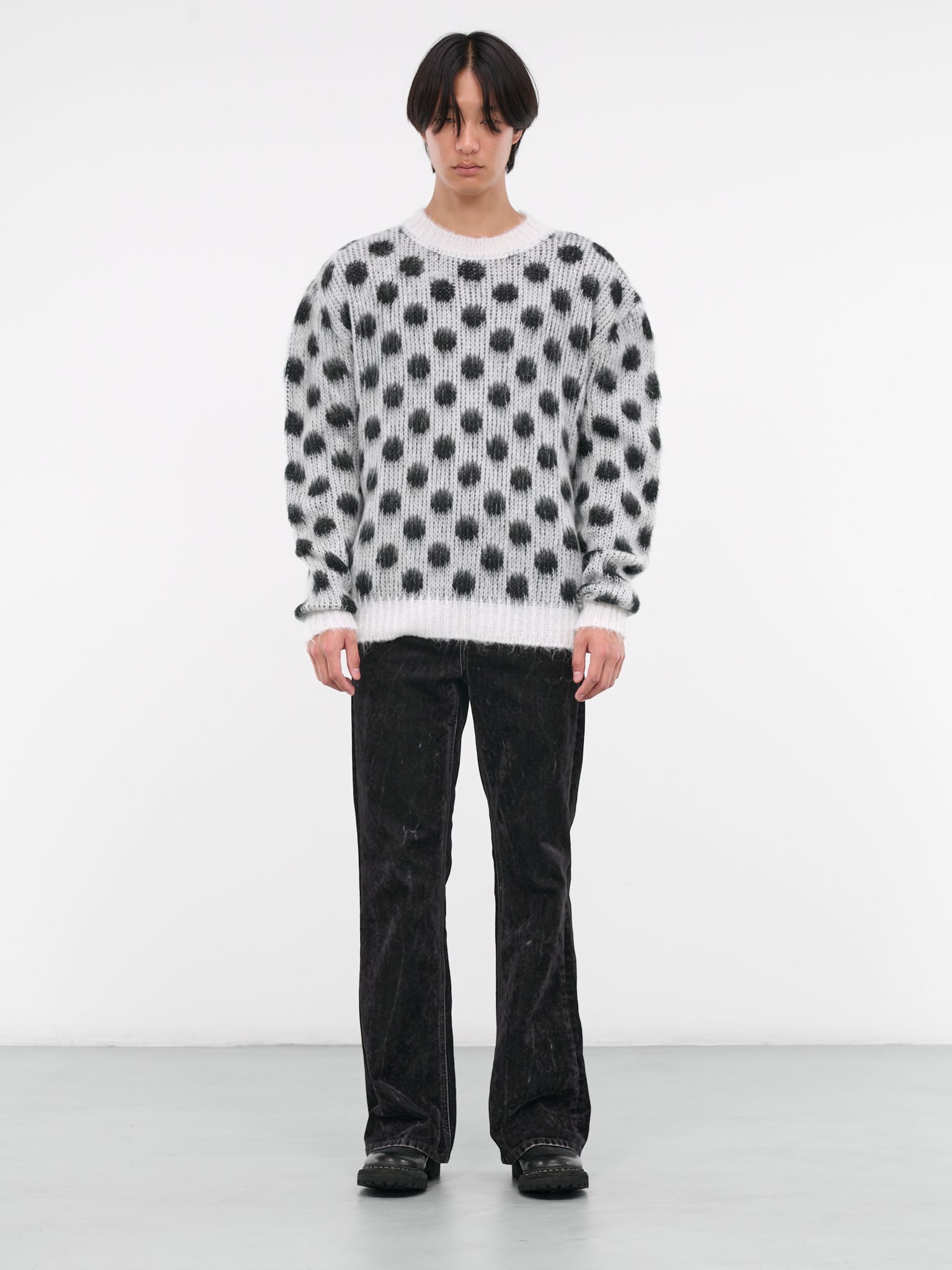 Polka Dot Mohair Jumper (GCMG0352Q1-UFU160-WHITE-BLACK)