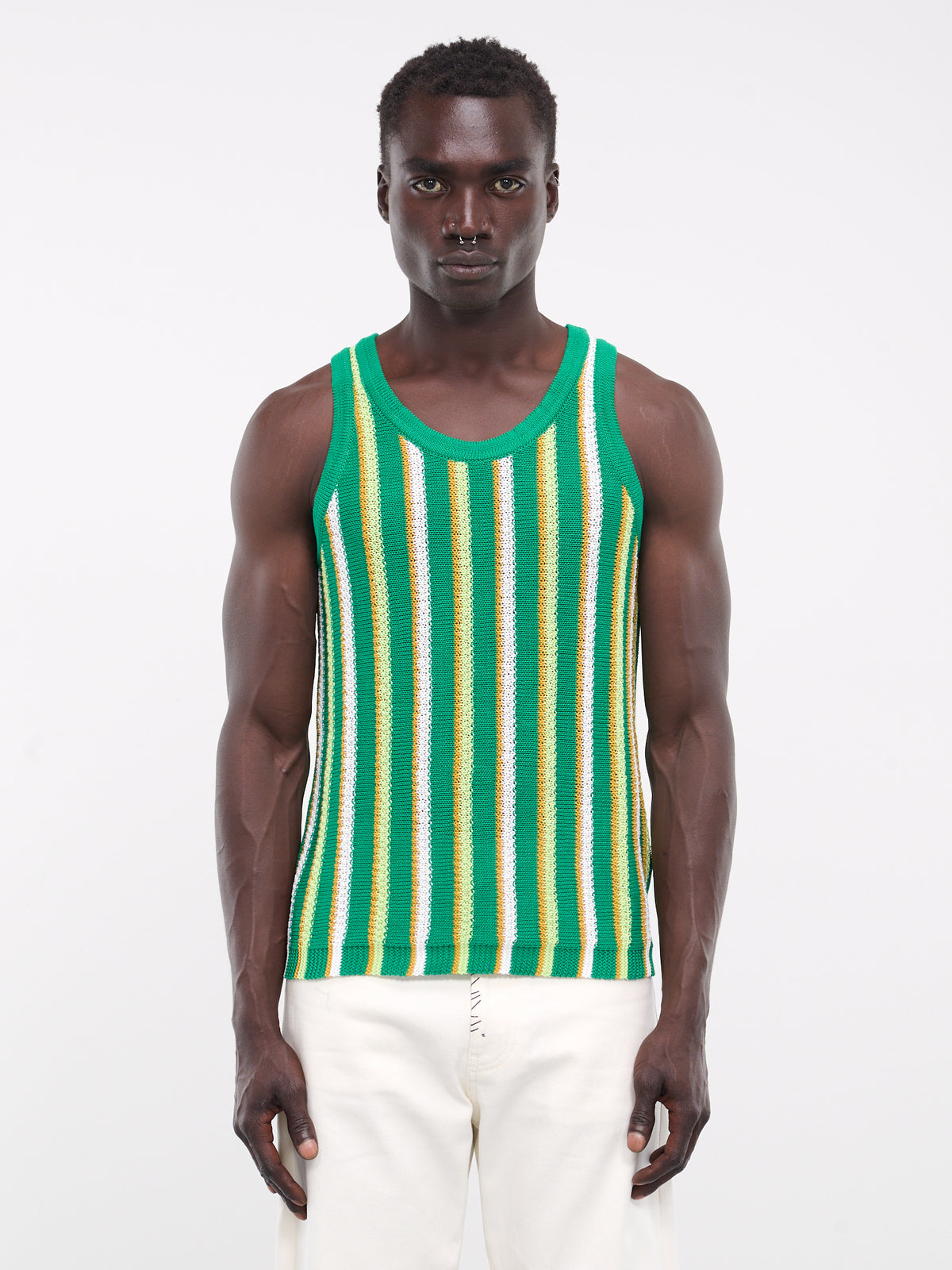 Stripe Knit Tank Top (GCMG0387Q0-UFCB23-GREEN-STRIPE)