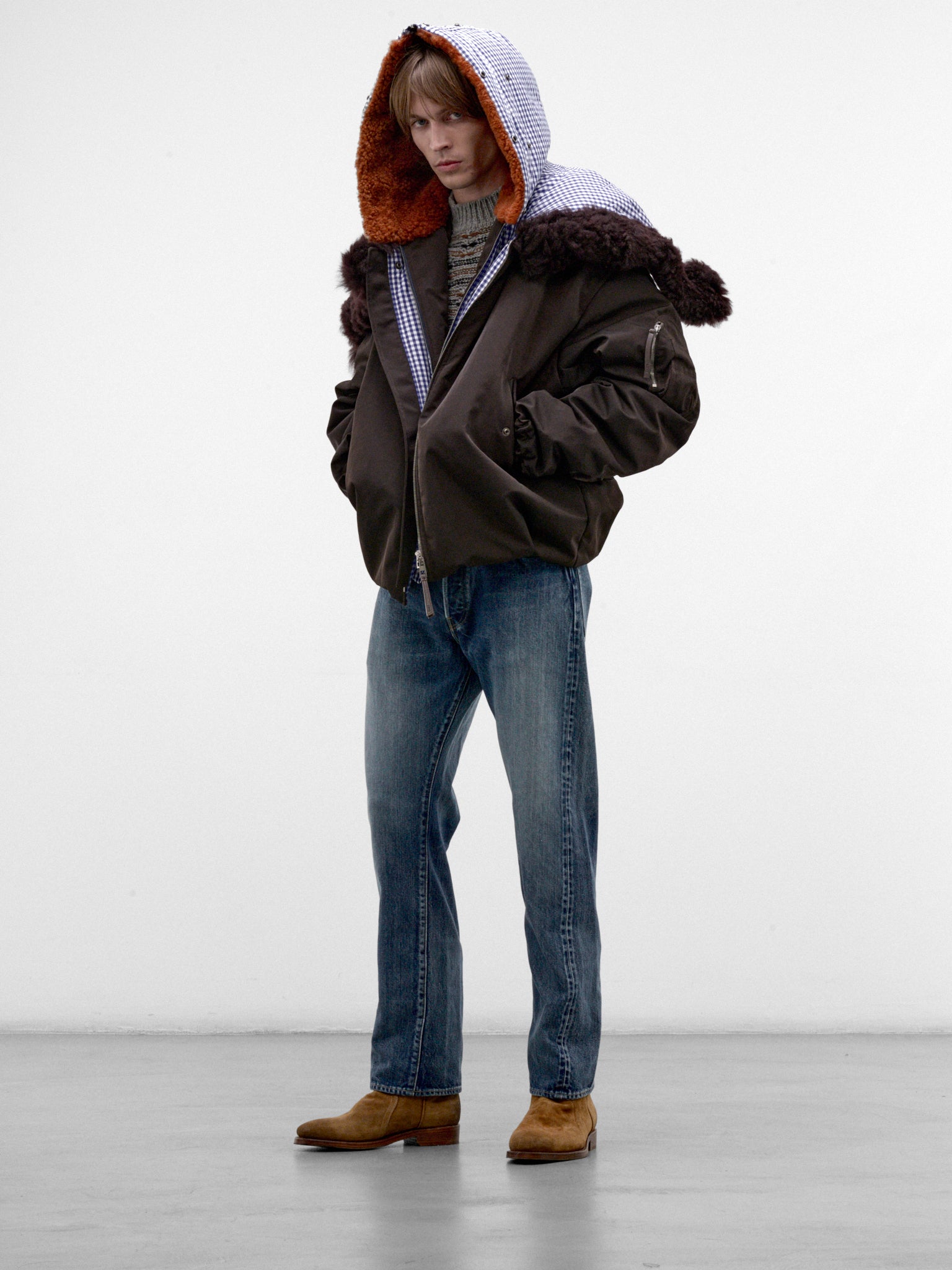 Brown Double-Layer Bomber Jacket (H526Y02WGL-BROWN)