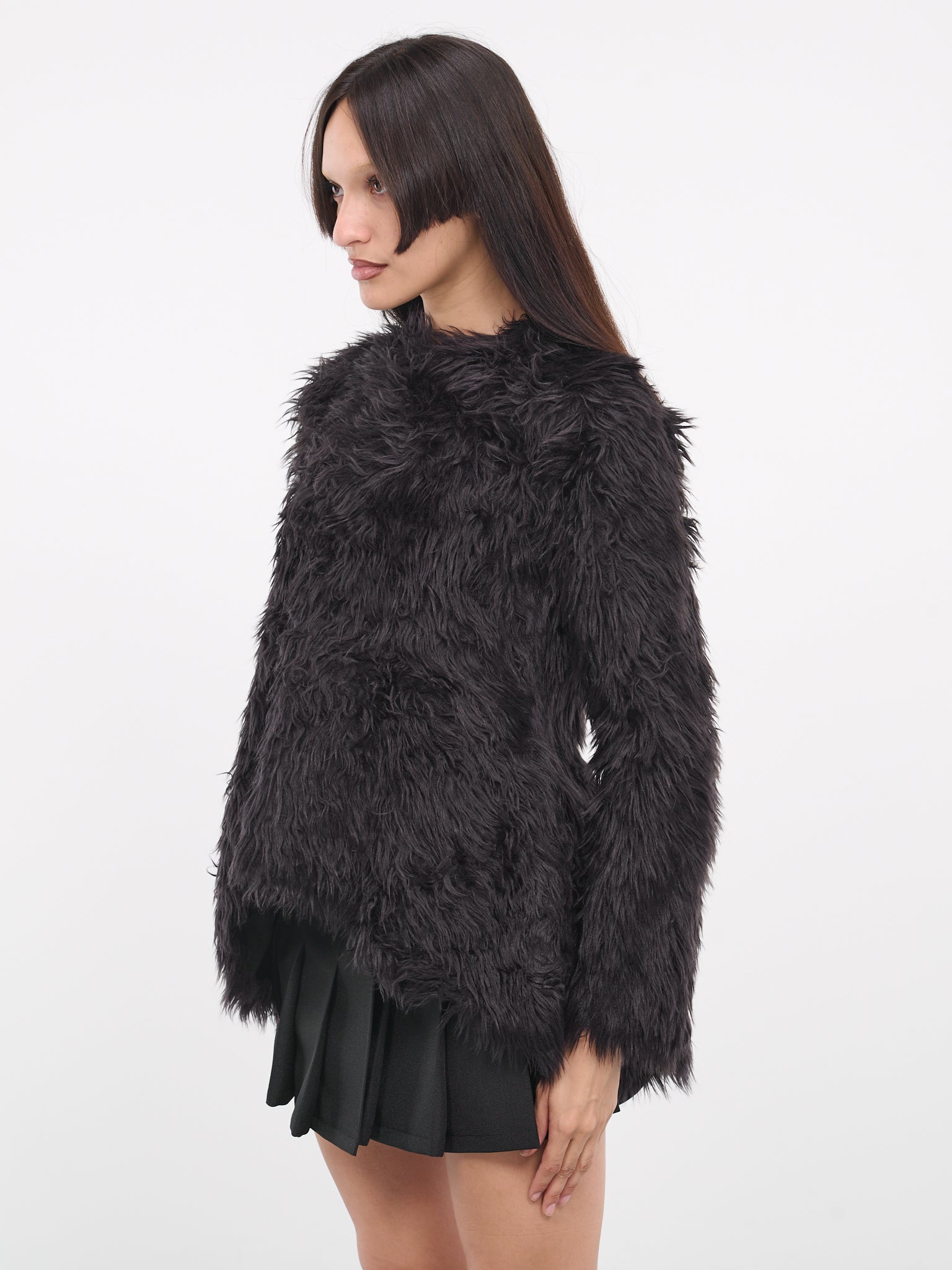 Faux Fur Blouse (GL-T011-051-BLACK)