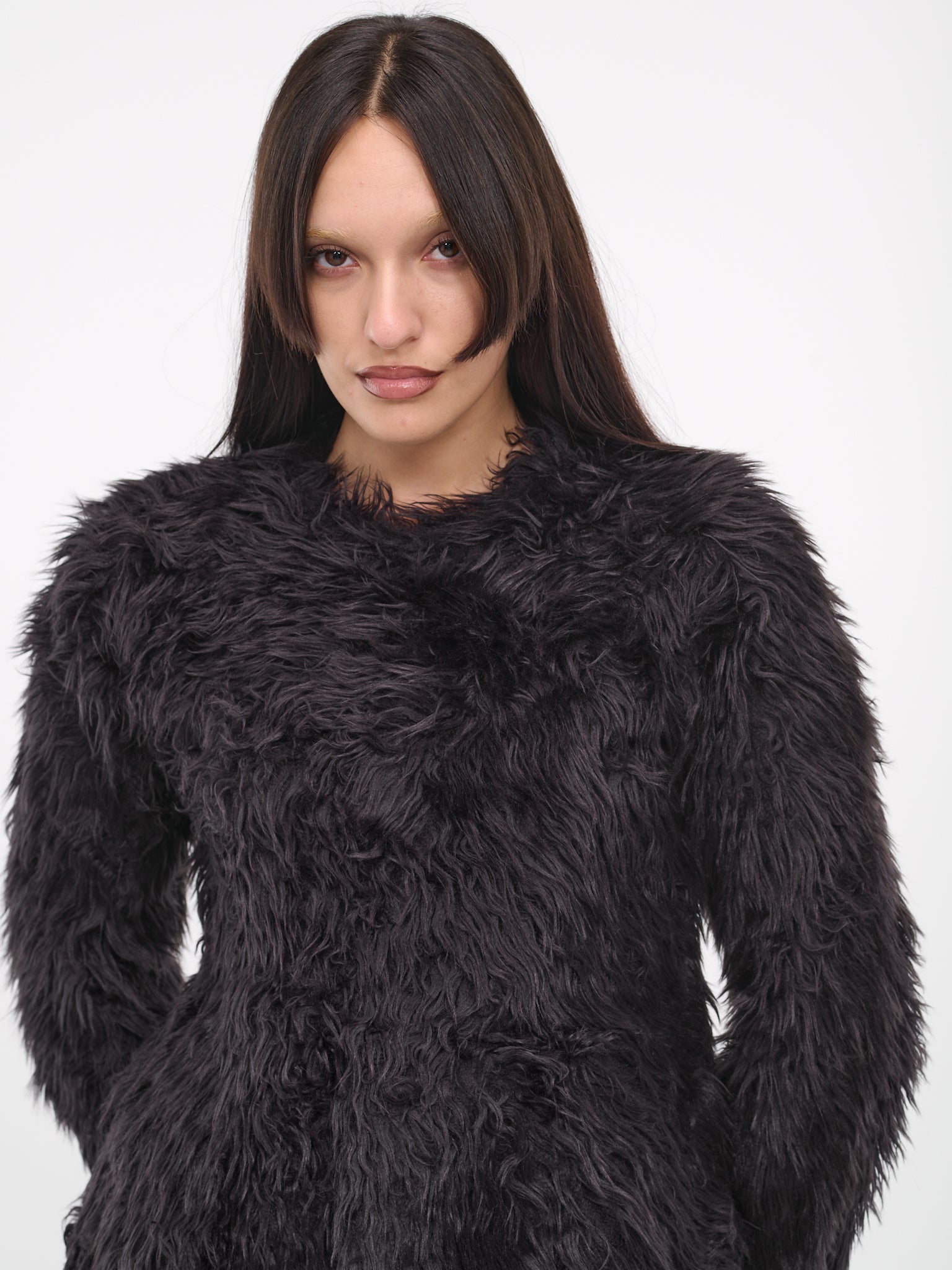 Faux Fur Blouse (GL-T011-051-BLACK)