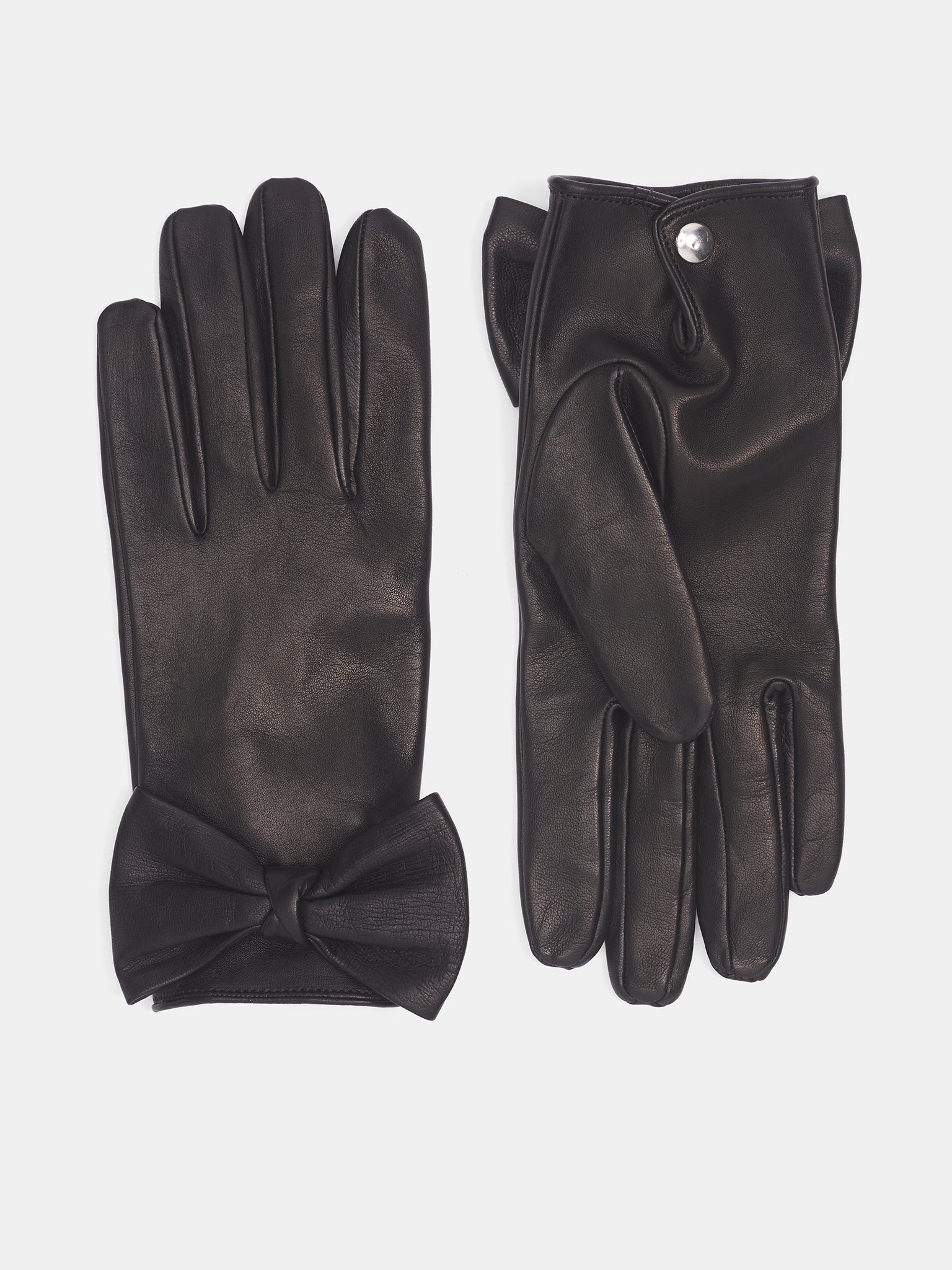 Black Lamb Leather Bow-Tie Gloves (GL27-LE01-BLACK)