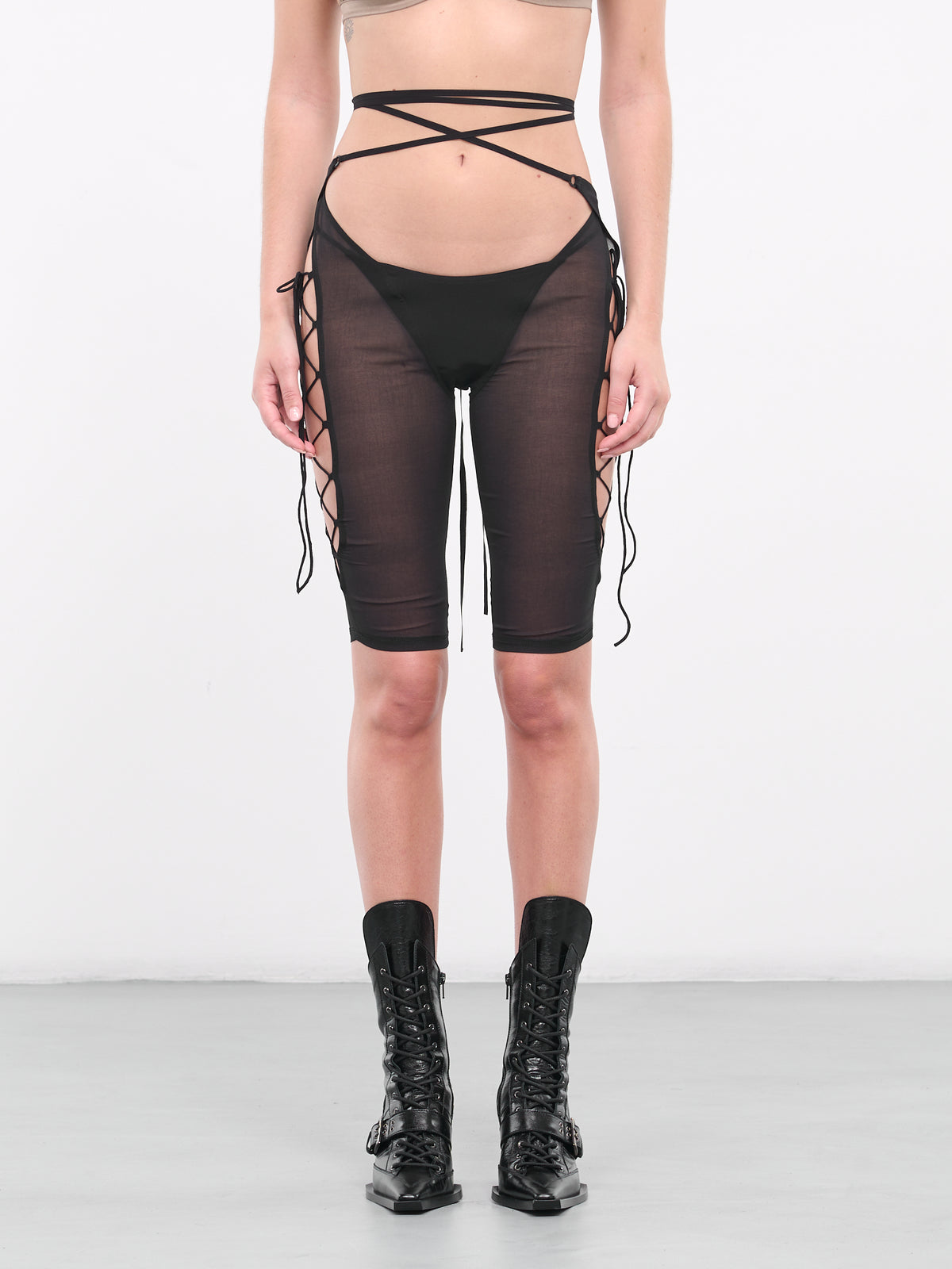 Lace-Up Short Leggings (GLIMS0-BLACK)