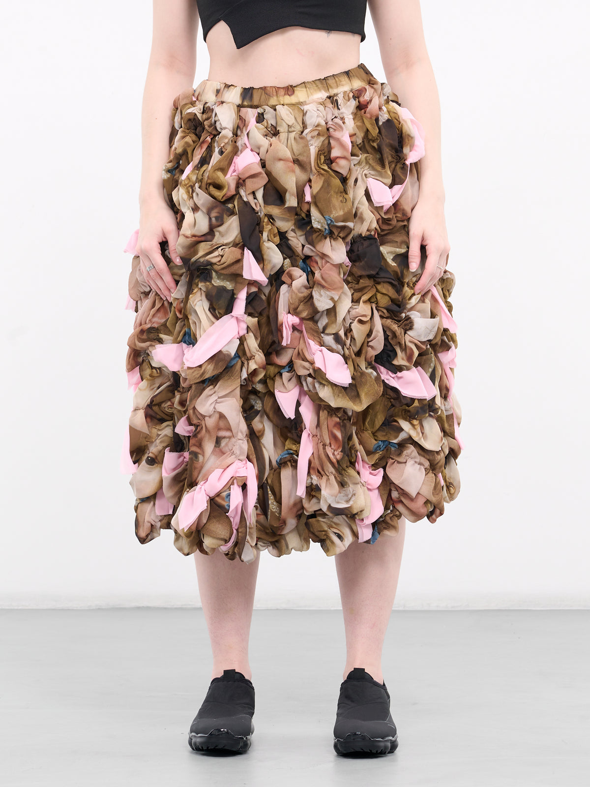 Graphic Ruched Midi Skirt (GM-S011-MULTI-PINK)