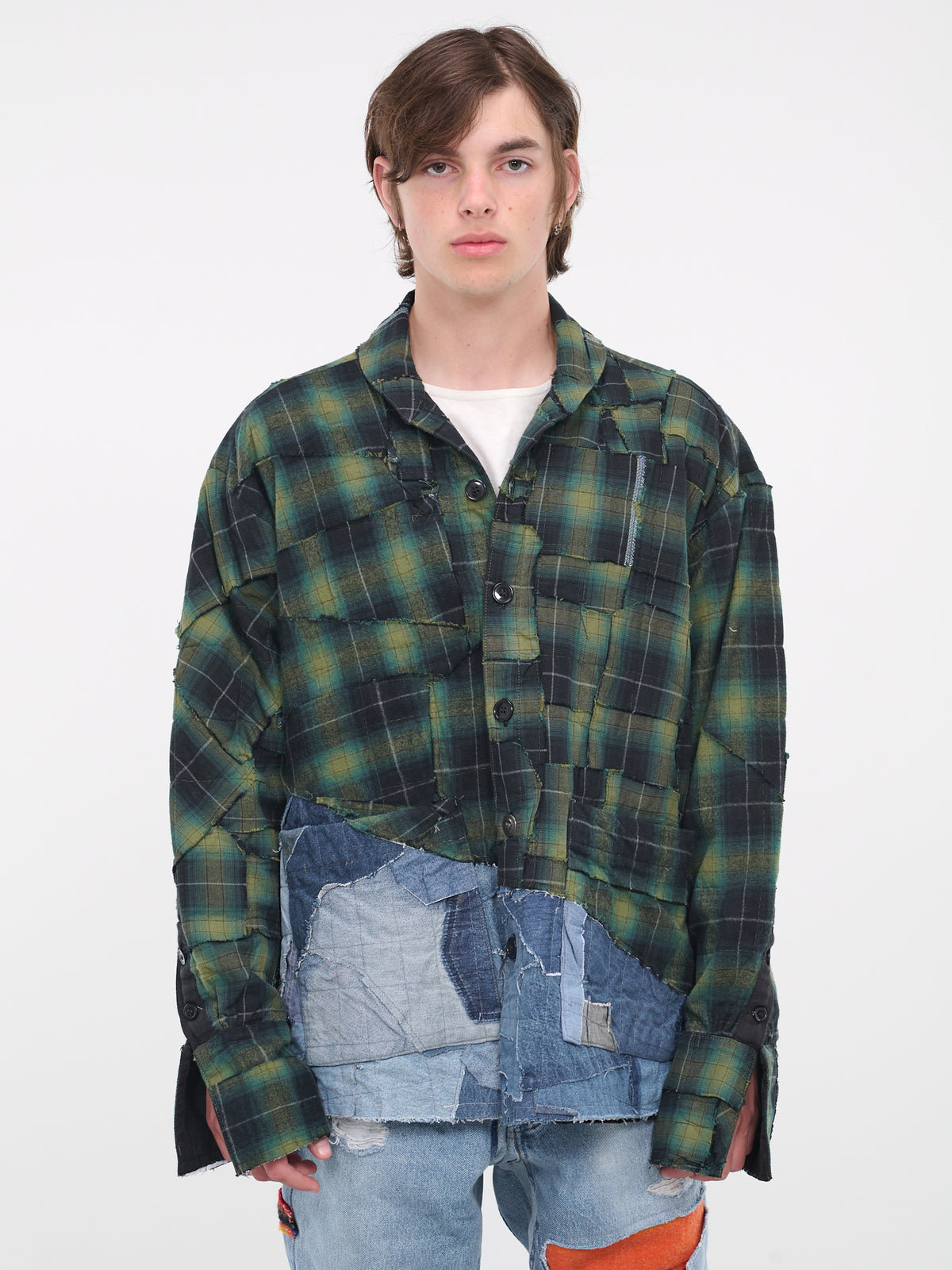 Flannel Denim Shirt (GM123-GREEN)