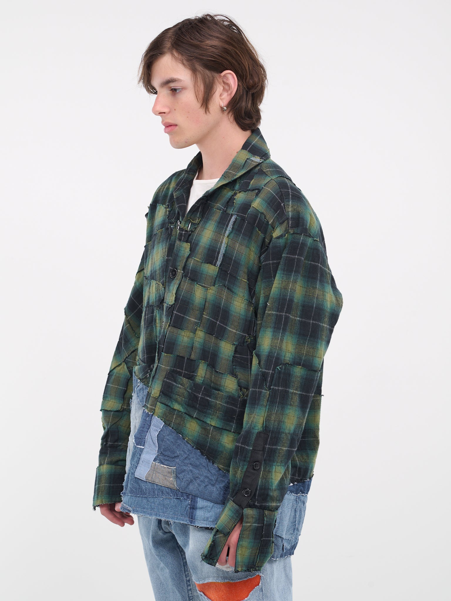 Flannel Denim Shirt (GM123-GREEN)