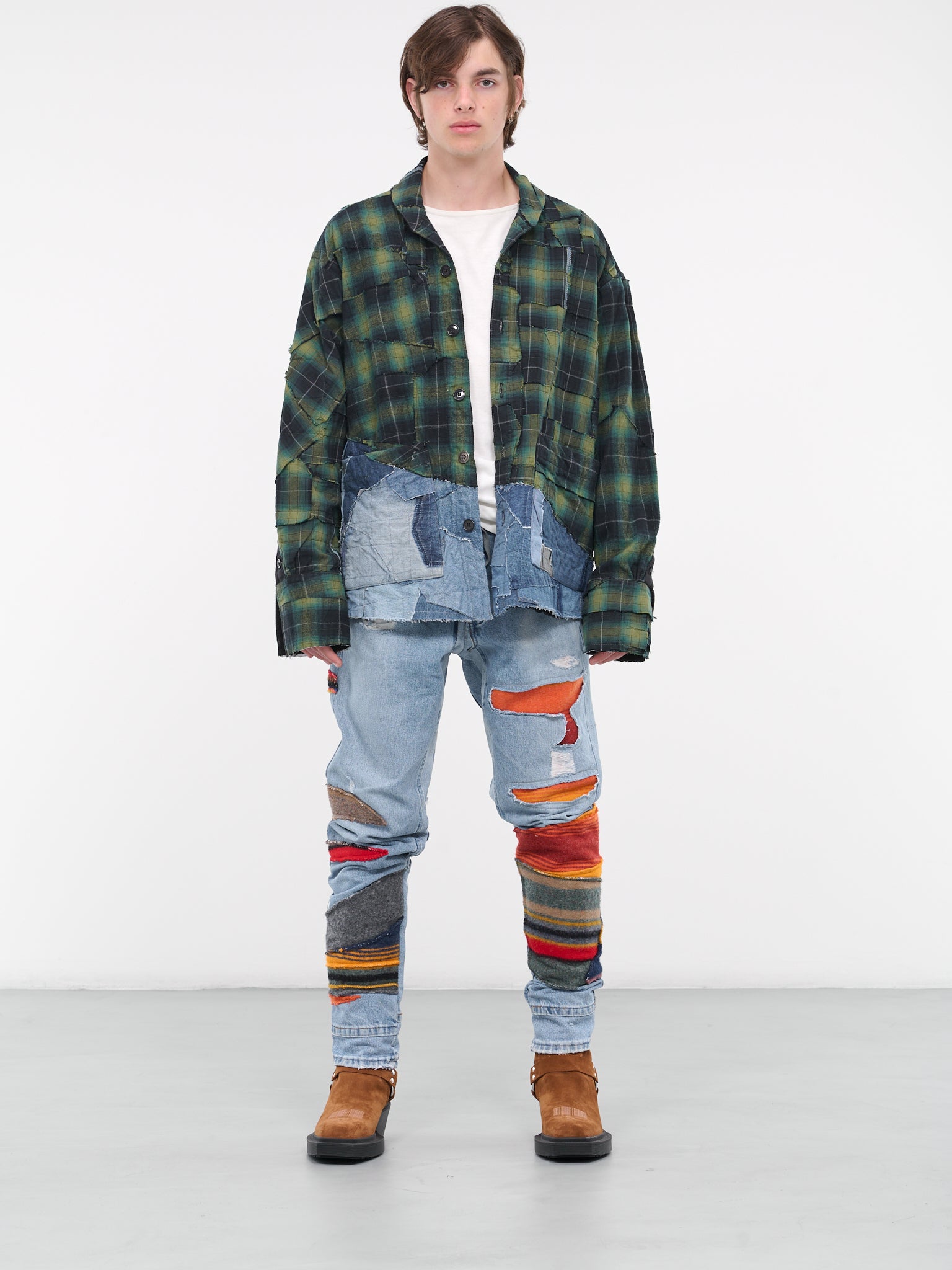 Flannel Denim Shirt (GM123-GREEN)