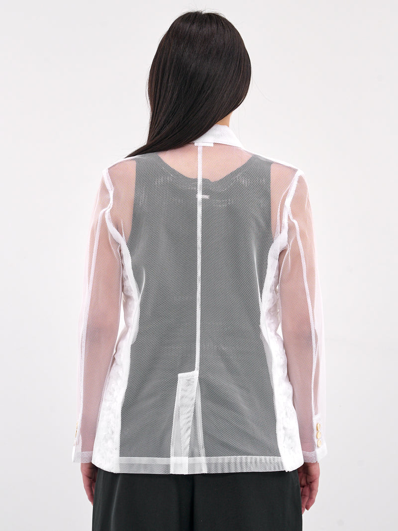 Mesh Layered Floral Blazer (GO-J005-WHITE)