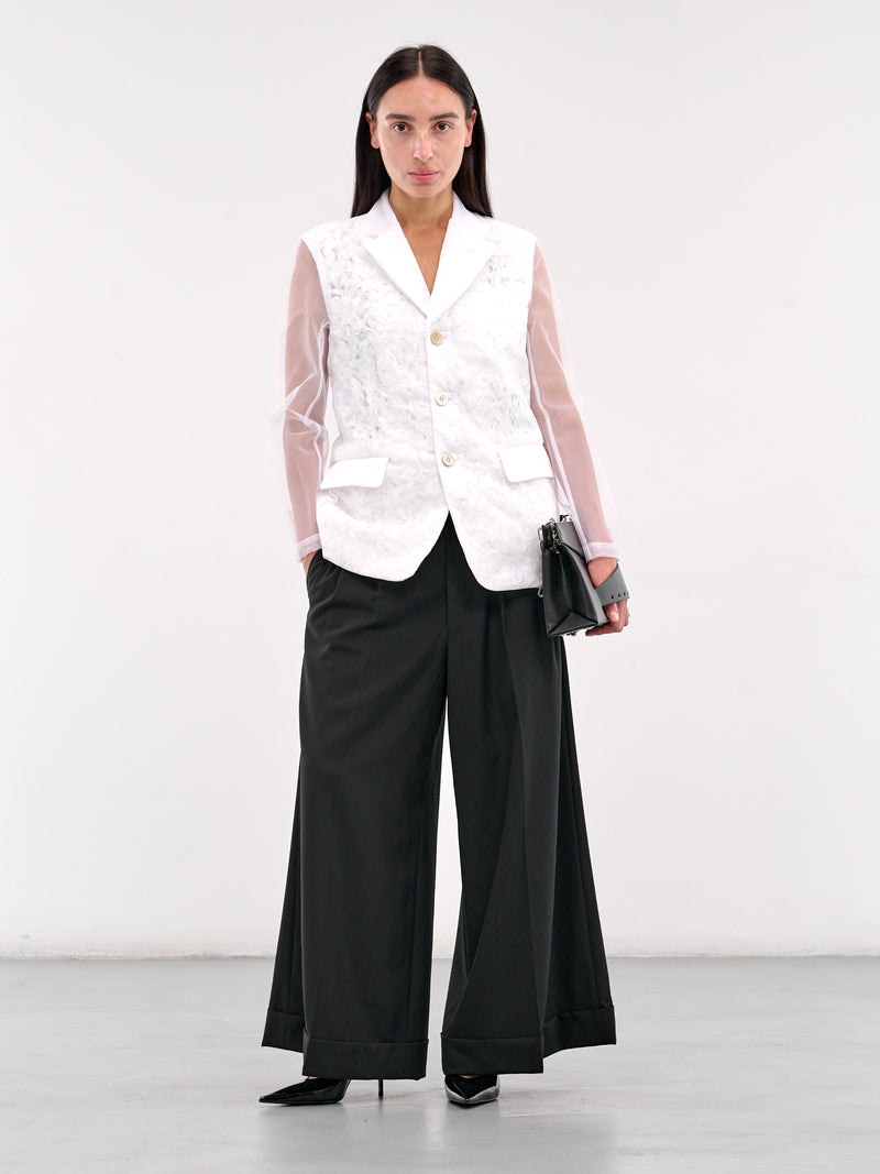 Mesh Layered Floral Blazer (GO-J005-WHITE)