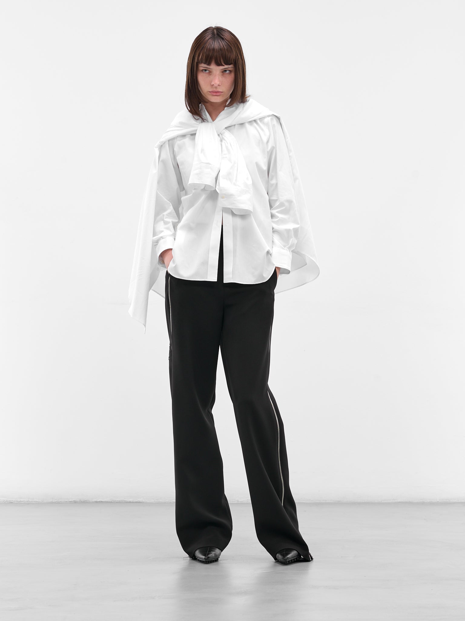White Double Layer Button-Up Shirt (GP-B014-051-WHITE)
