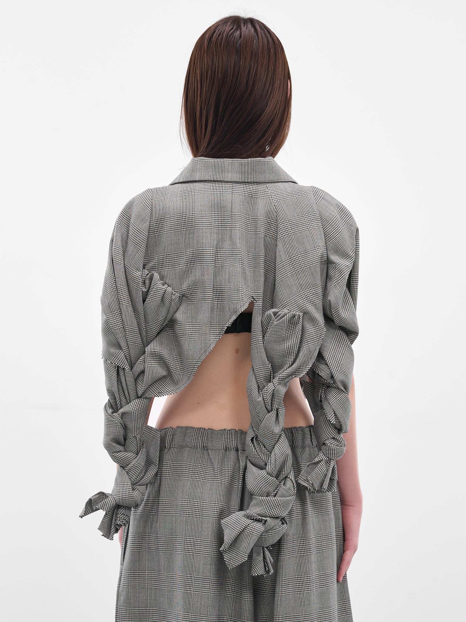 Gray Check Sculptural Braiding Blazer (GP-J015-051-1-ECRU-BLACK)