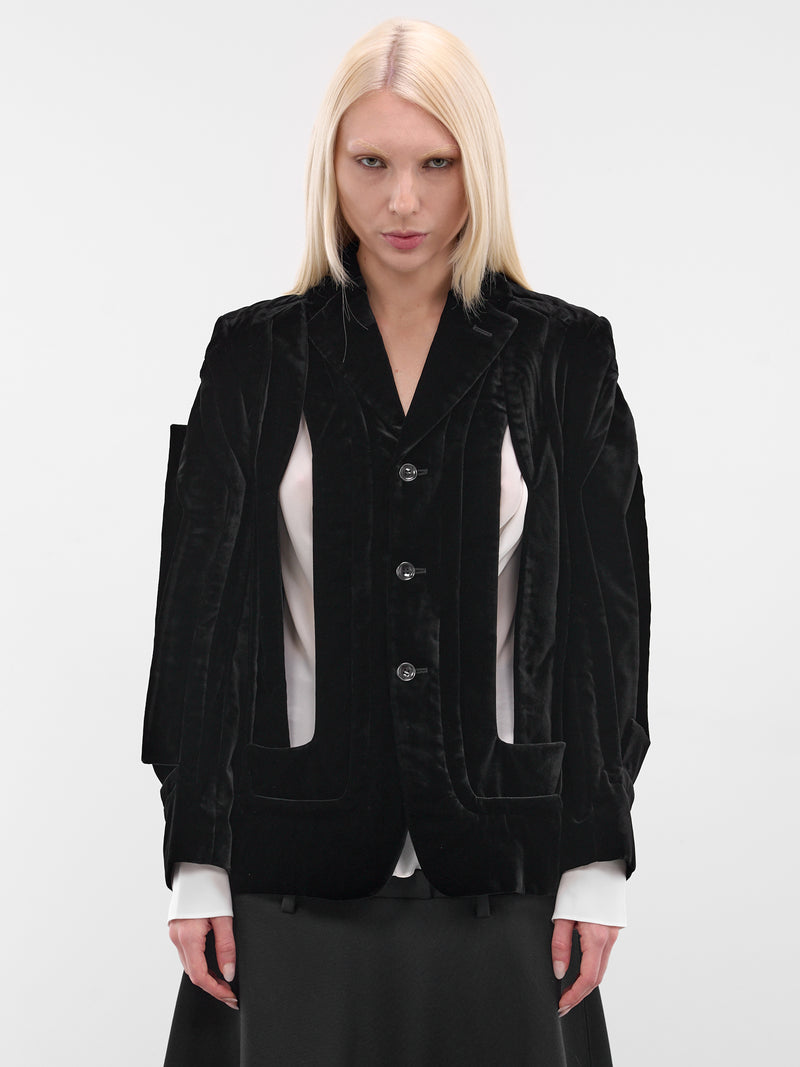Black Wool Cut-Out Blazer (GP-J019-BLACK)