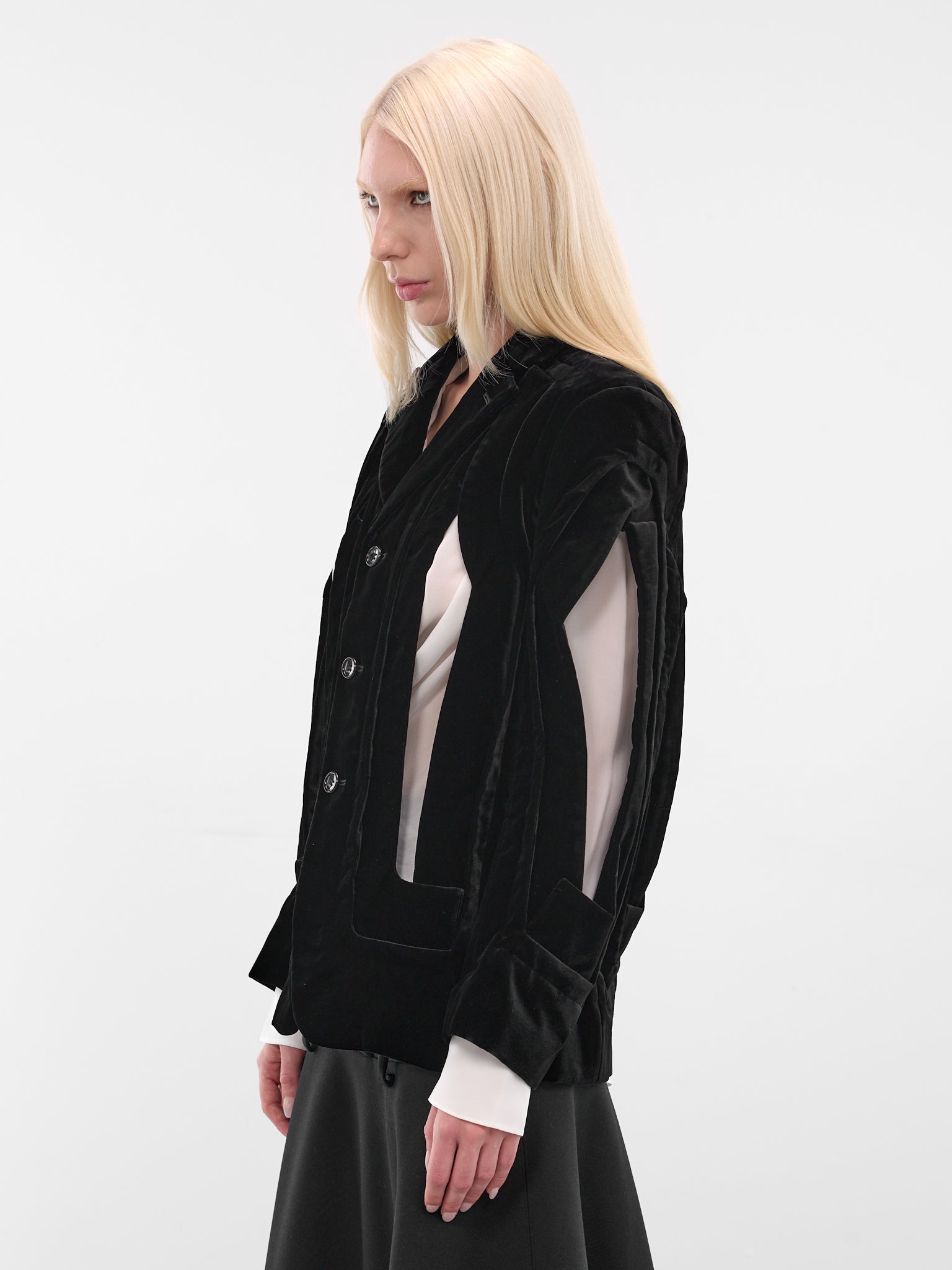 Black Wool Cut-Out Blazer (GP-J019-BLACK)