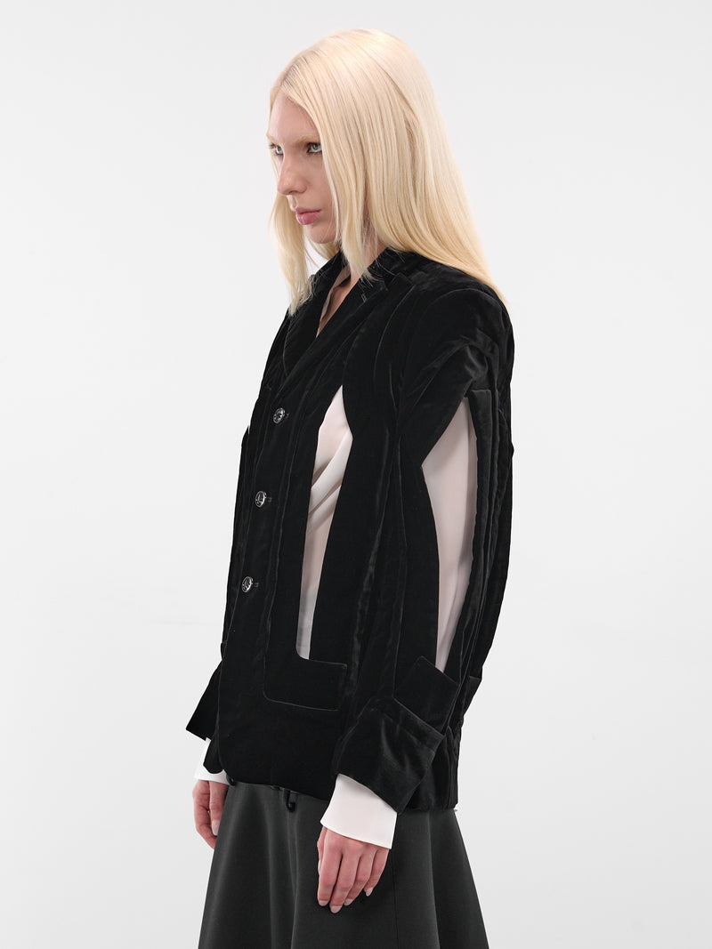 Black Wool Cut-Out Blazer (GP-J019-BLACK)