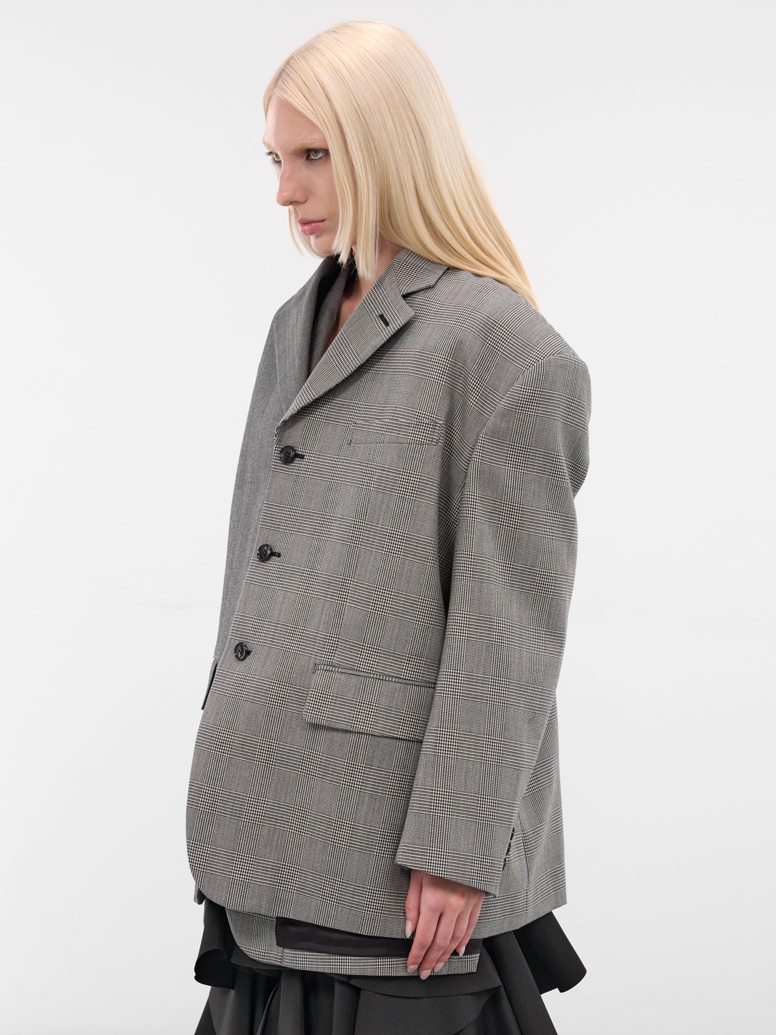 Gray Deconstructed Double Layer Blazer (GP-J023-ECRU-BLK-GREY)