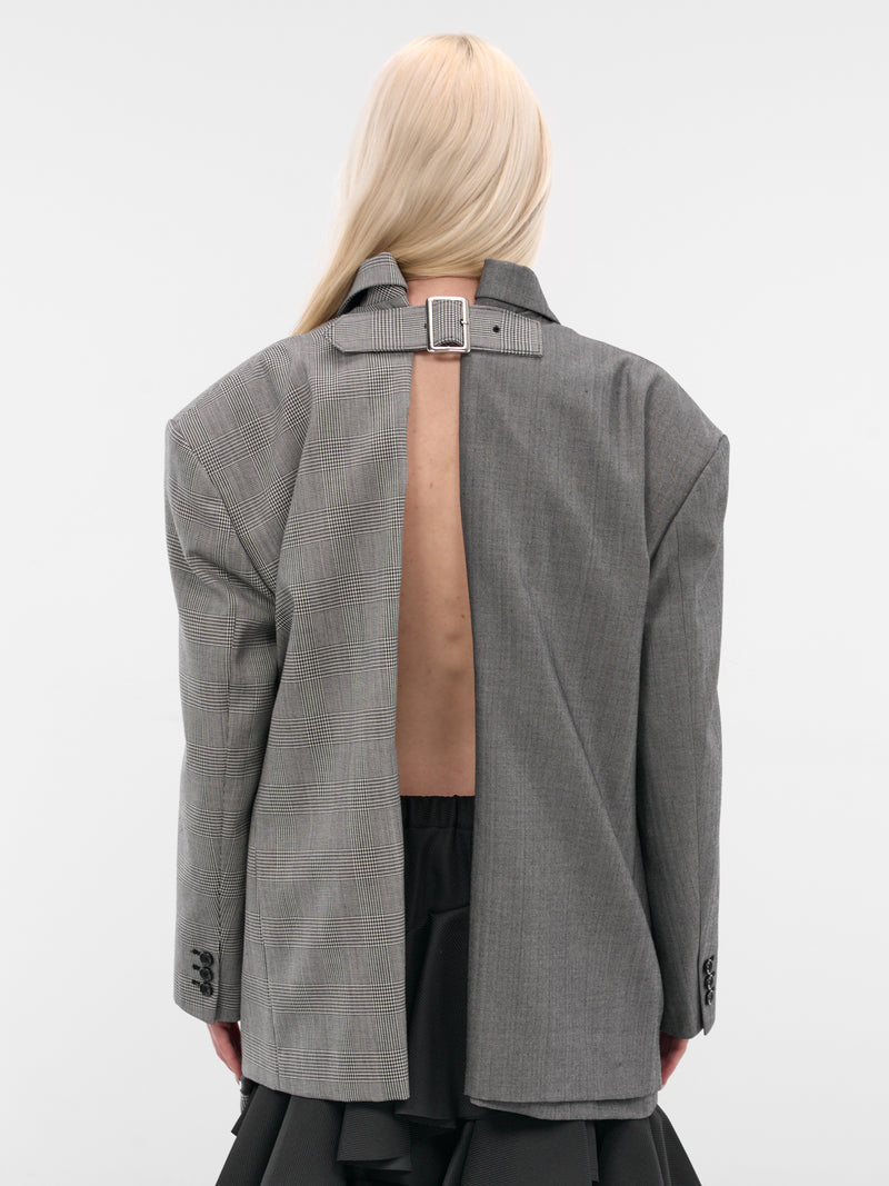 Gray Deconstructed Double Layer Blazer (GP-J023-ECRU-BLK-GREY)