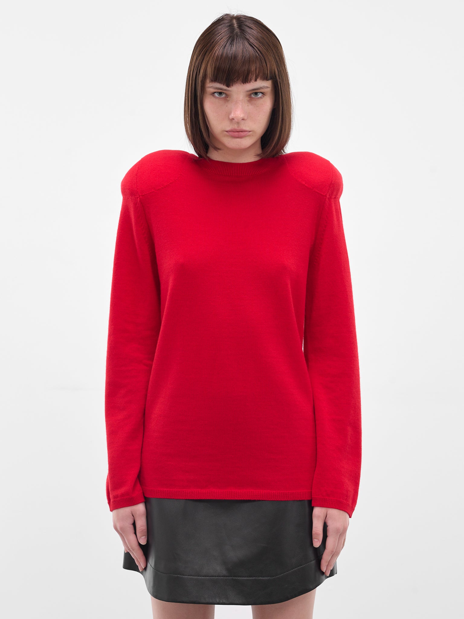 Red Wool Padded Shoulder Sweater (GP-N003-051-3-RED)