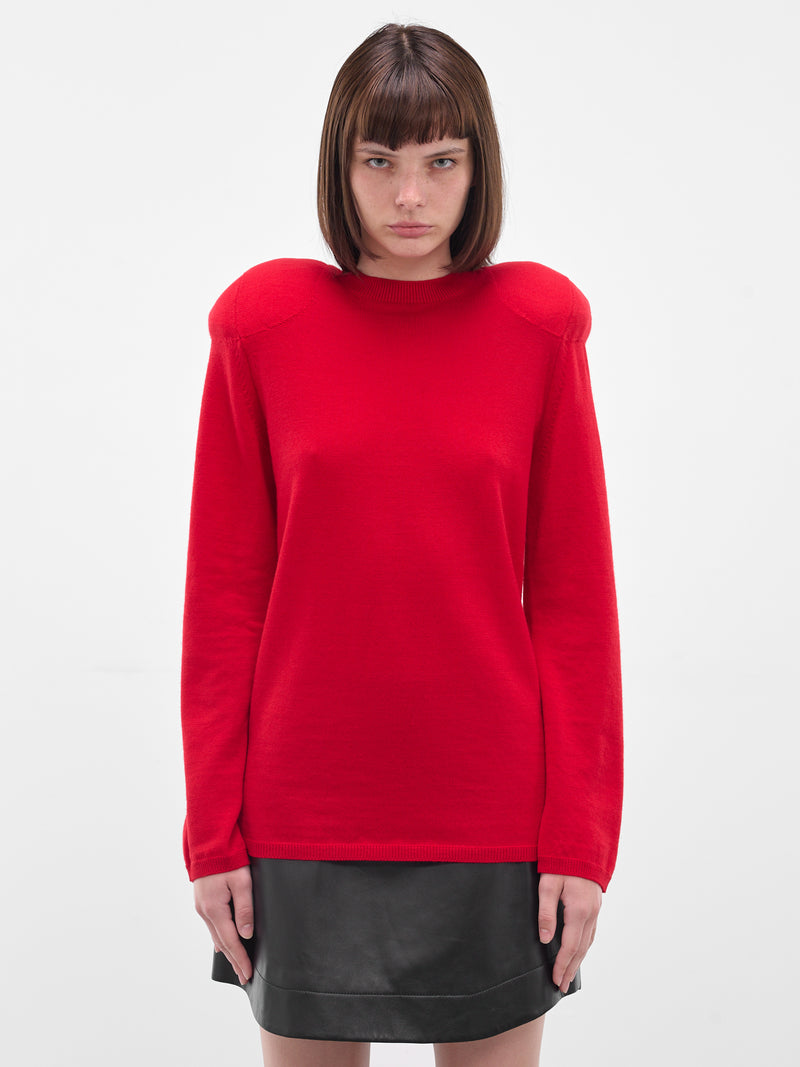 Red Wool Padded Shoulder Sweater (GP-N003-051-3-RED)